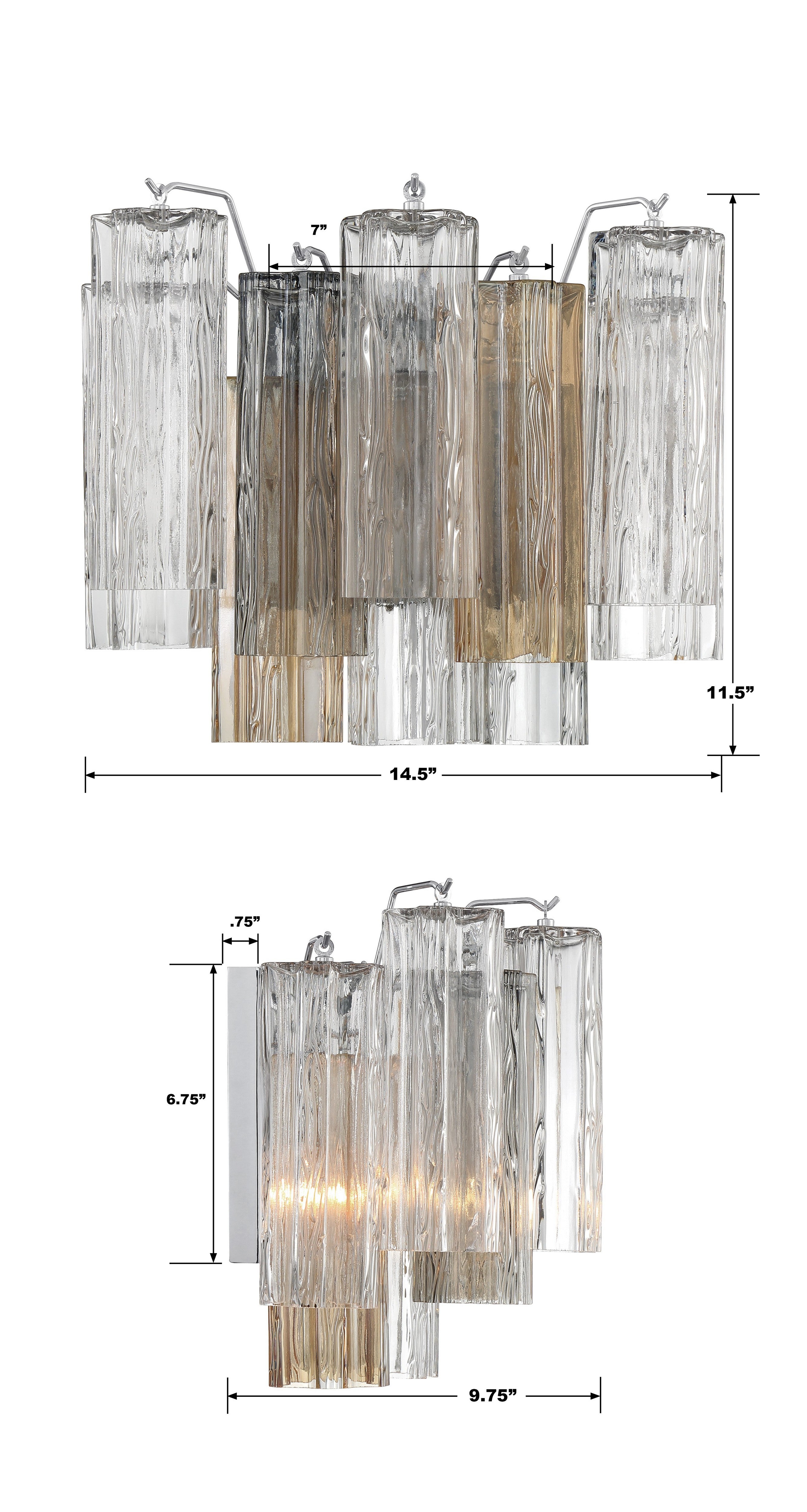 Crystorama Addis ADD-302-CH-AU – 14.5 Inch – 2 Light – Sconce – Polished Chrome – Damp Rated