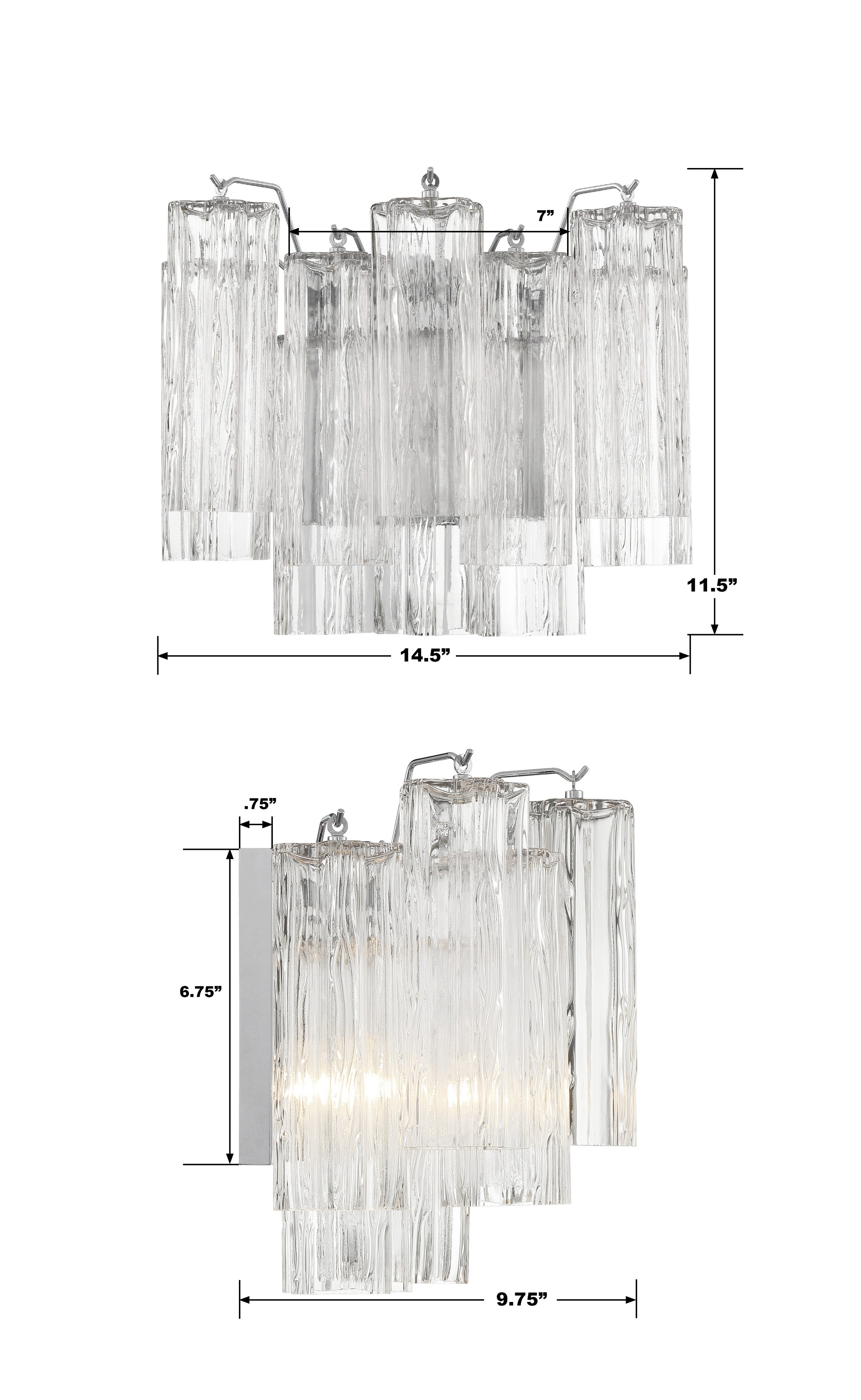 Crystorama Addis ADD-302-CH-CL – 14.5 Inch – 2 Light – Sconce – Polished Chrome – Damp Rated