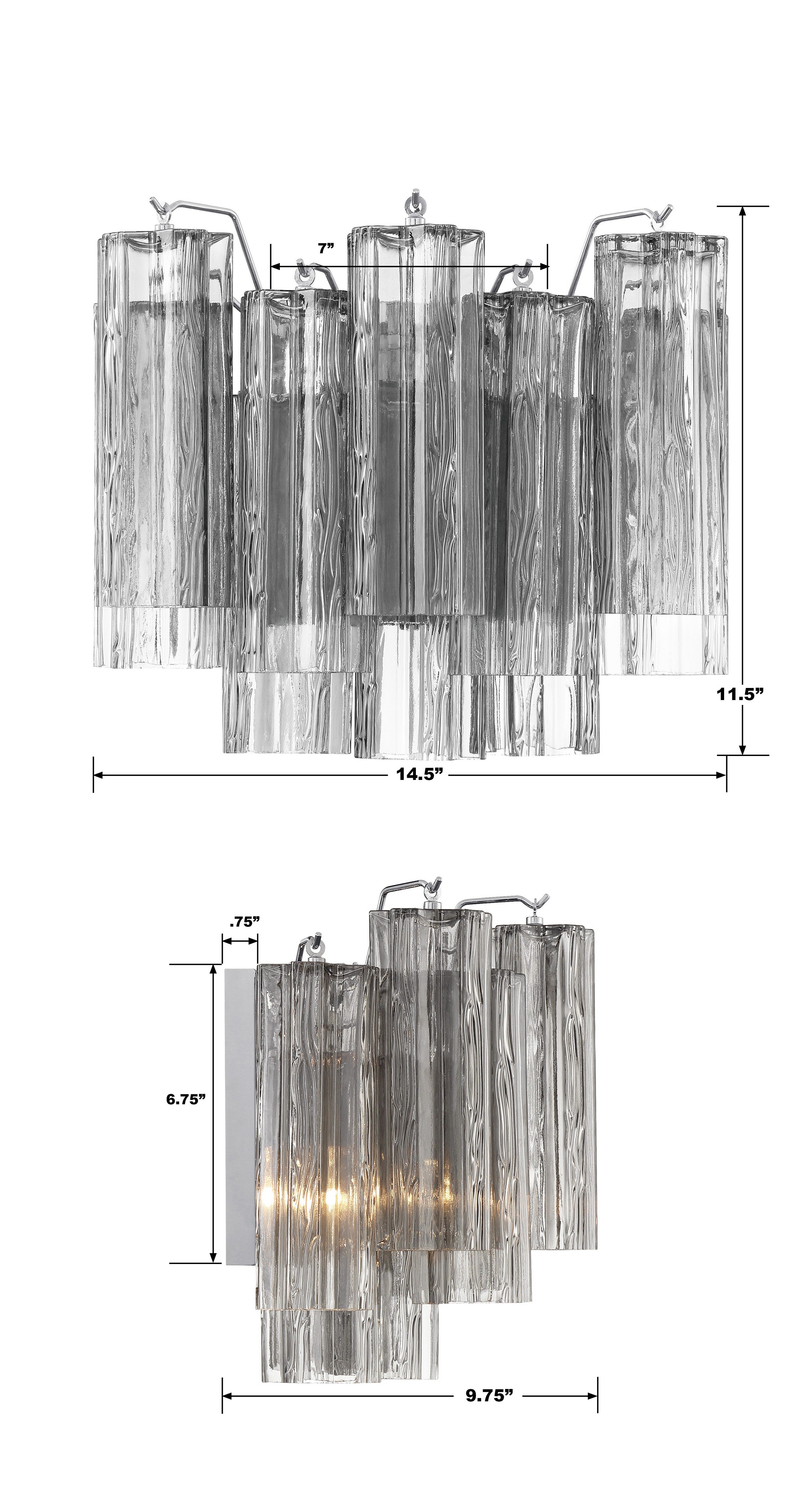 Crystorama Addis ADD-302-CH-SM – 14.5 Inch – 2 Light – Sconce – Polished Chrome – Damp Rated