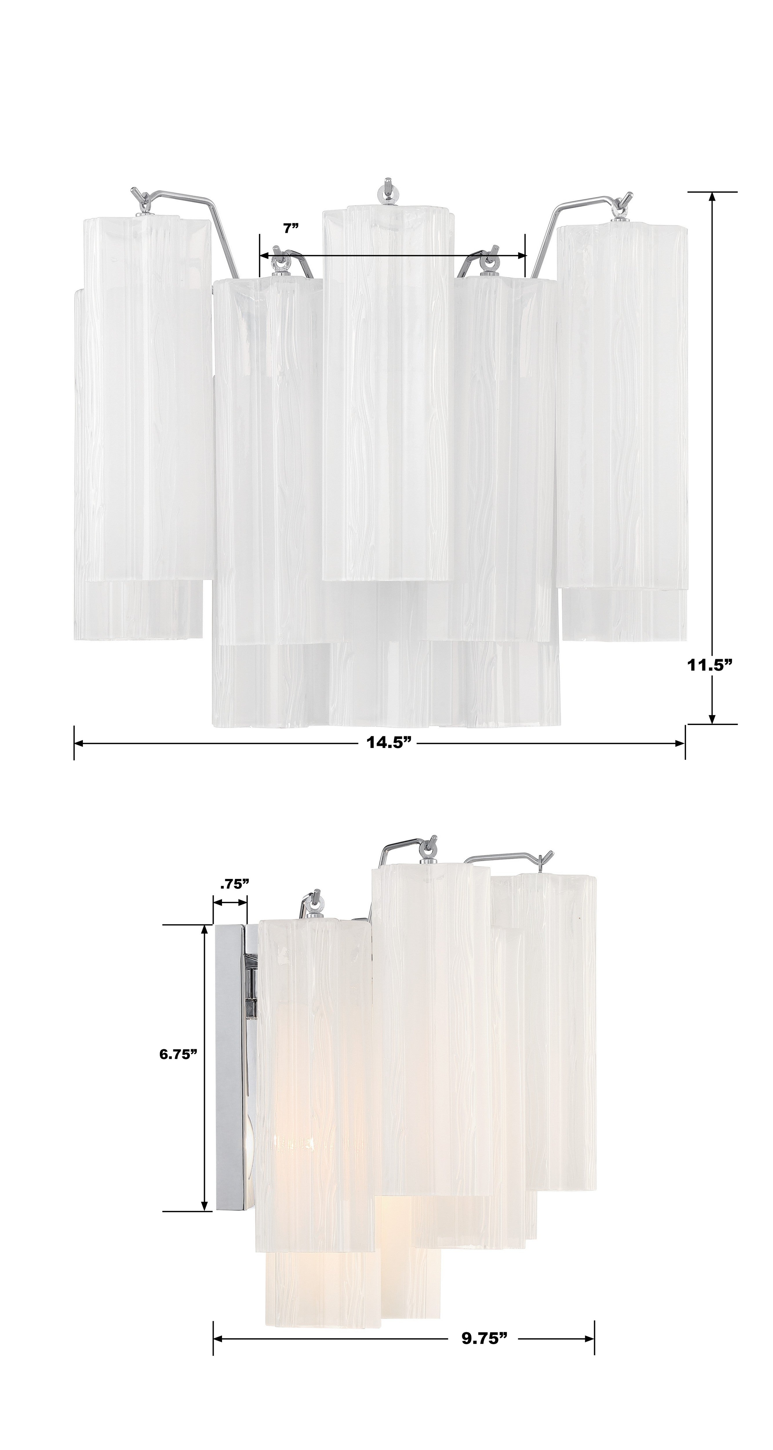 Crystorama Addis ADD-302-CH-WH – 14.5 Inch – 2 Light – Sconce – Polished Chrome – Damp Rated