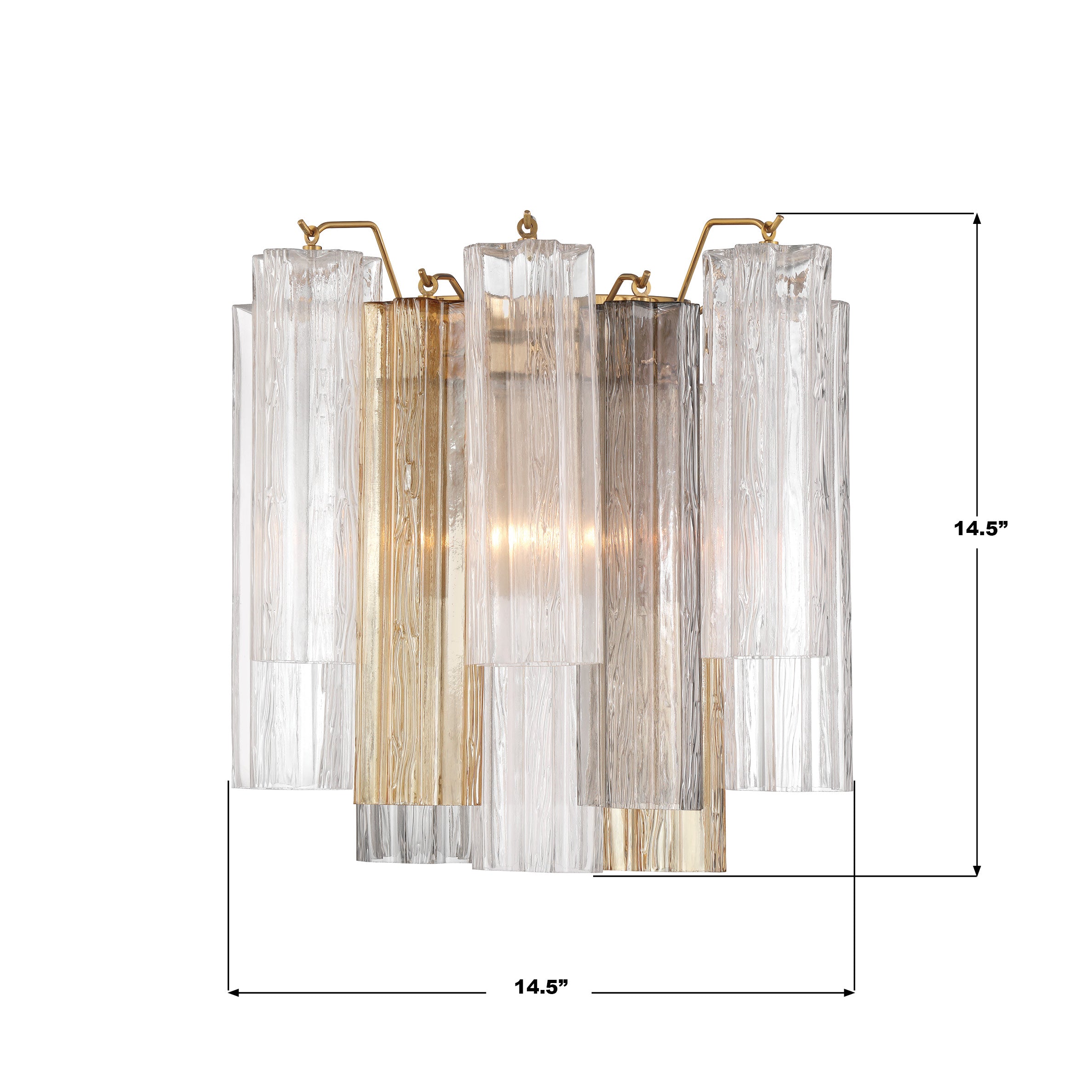 Crystorama Addis ADD-303-AG-AU – 14.5 Inch – 2 Light – Sconce – Aged Brass – Damp Rated