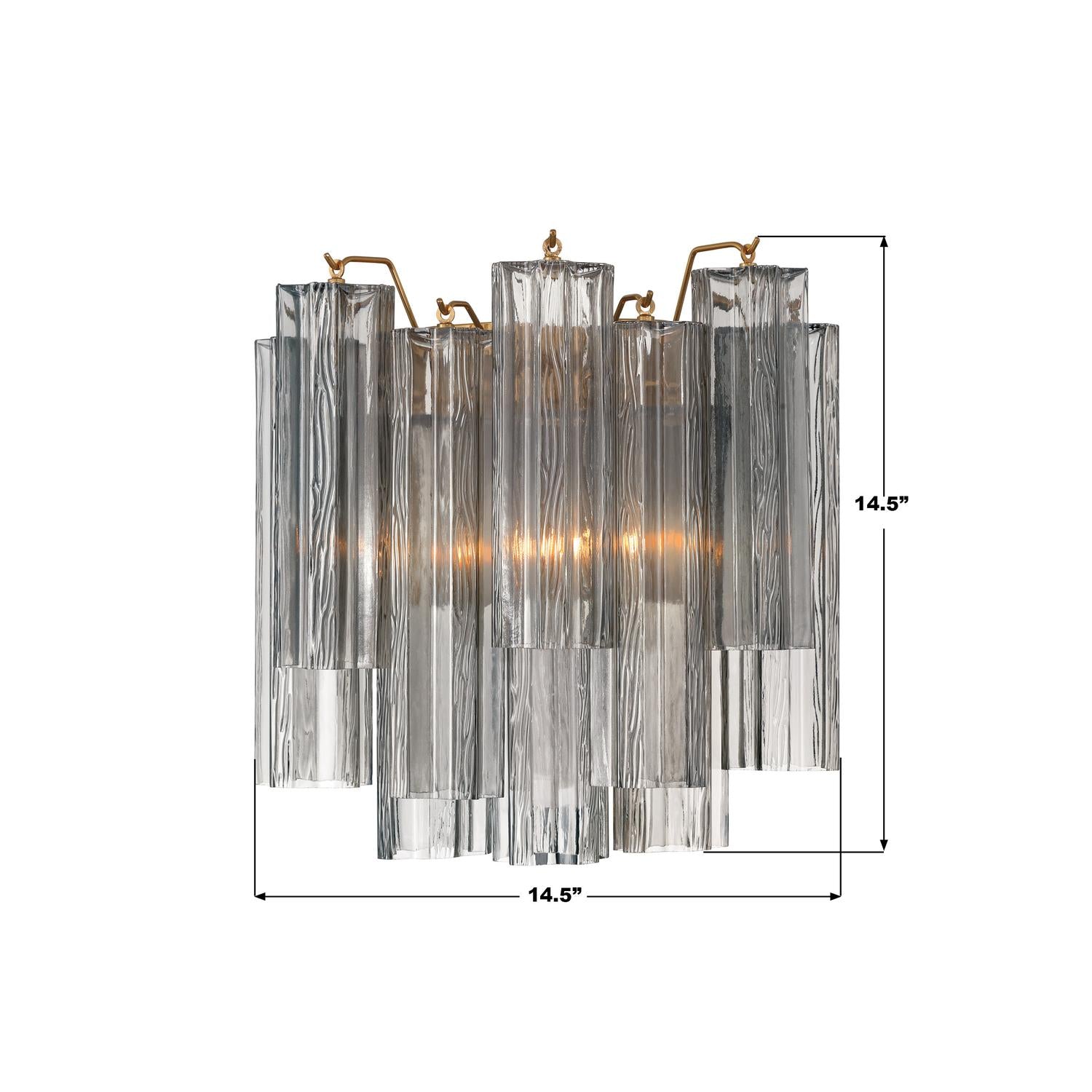 Crystorama Addis ADD-303-AG-SM – 14.5 Inch – 2 Light – Sconce – Aged Brass – Damp Rated