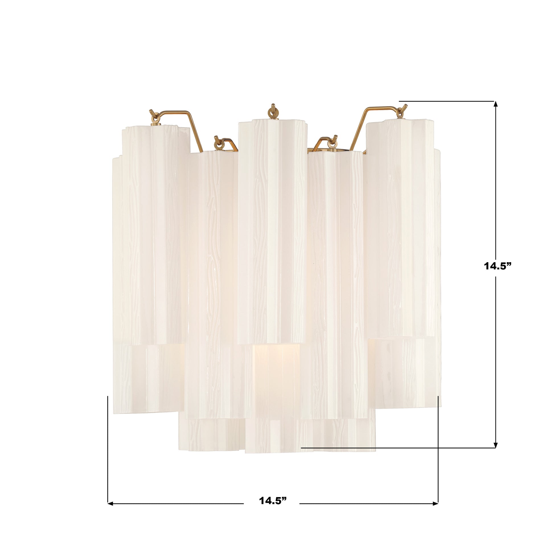 Crystorama Addis ADD-303-AG-WH – 14.5 Inch – 2 Light – Sconce – Aged Brass – Damp Rated