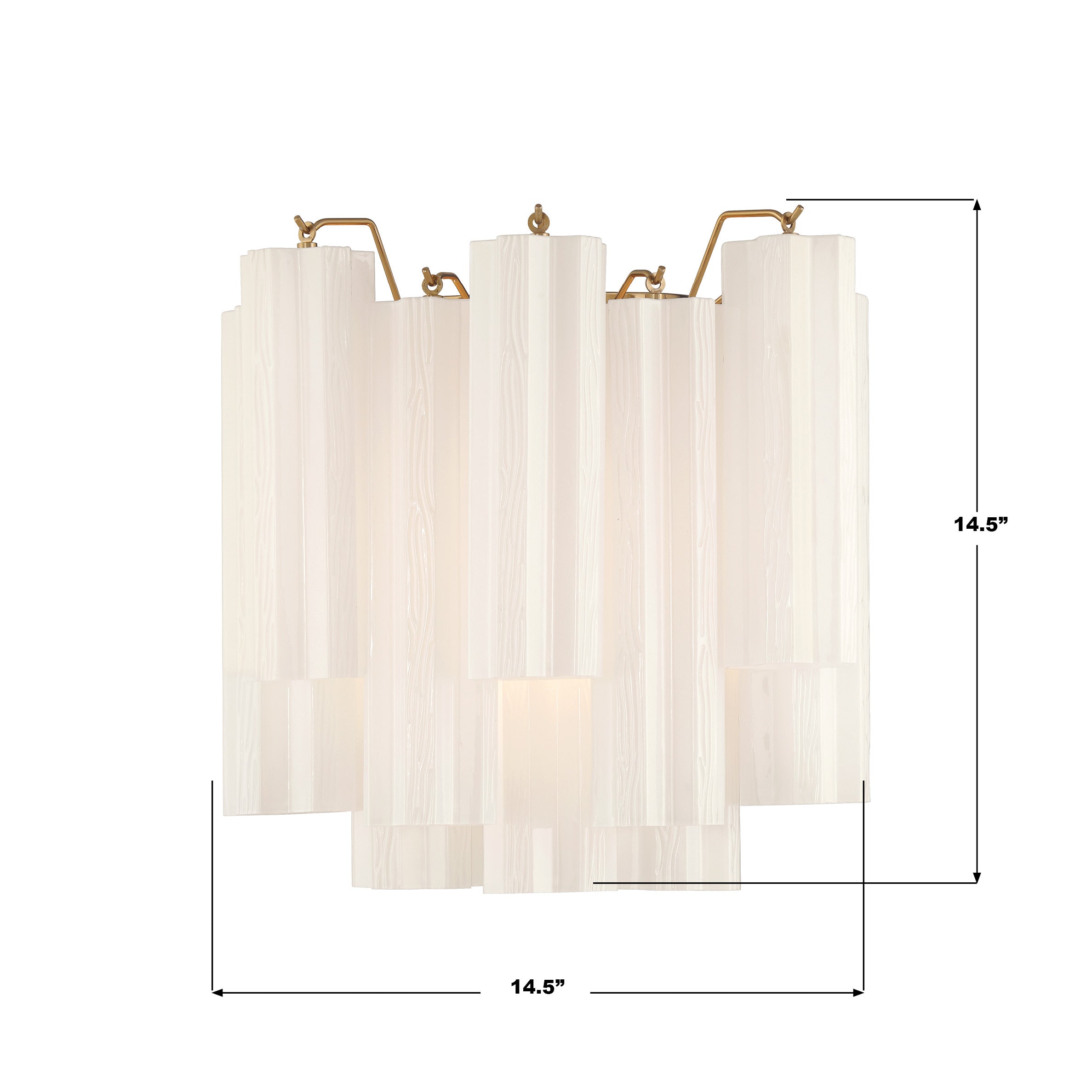 Crystorama Addis ADD-303-AG-WH – 14.5 Inch – 2 Light – Sconce – Aged Brass – Damp Rated