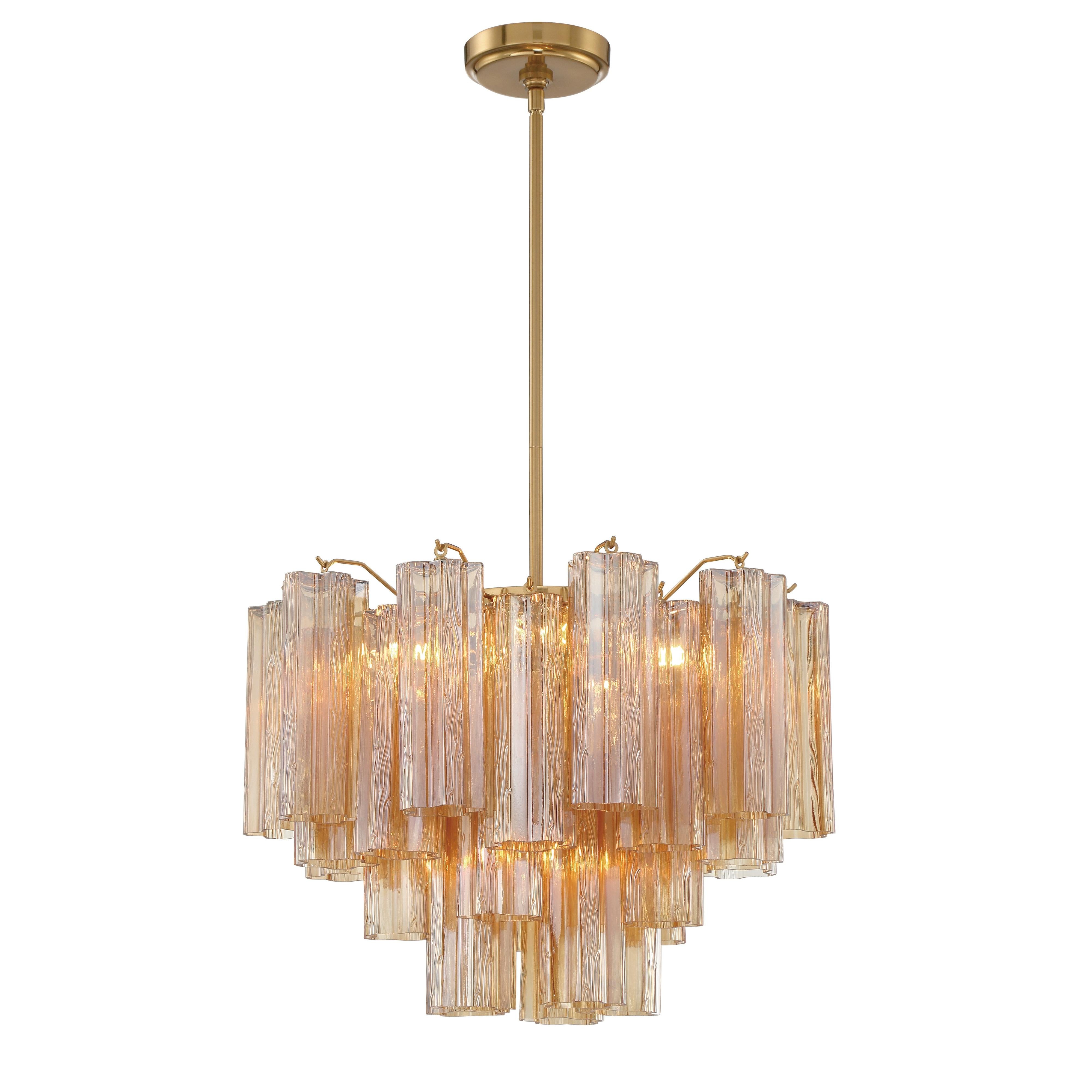 Crystorama Addis ADD-306-AG-AM – 19.75 Inch – 6 Light – Chandelier – Aged Brass – Dry Rated