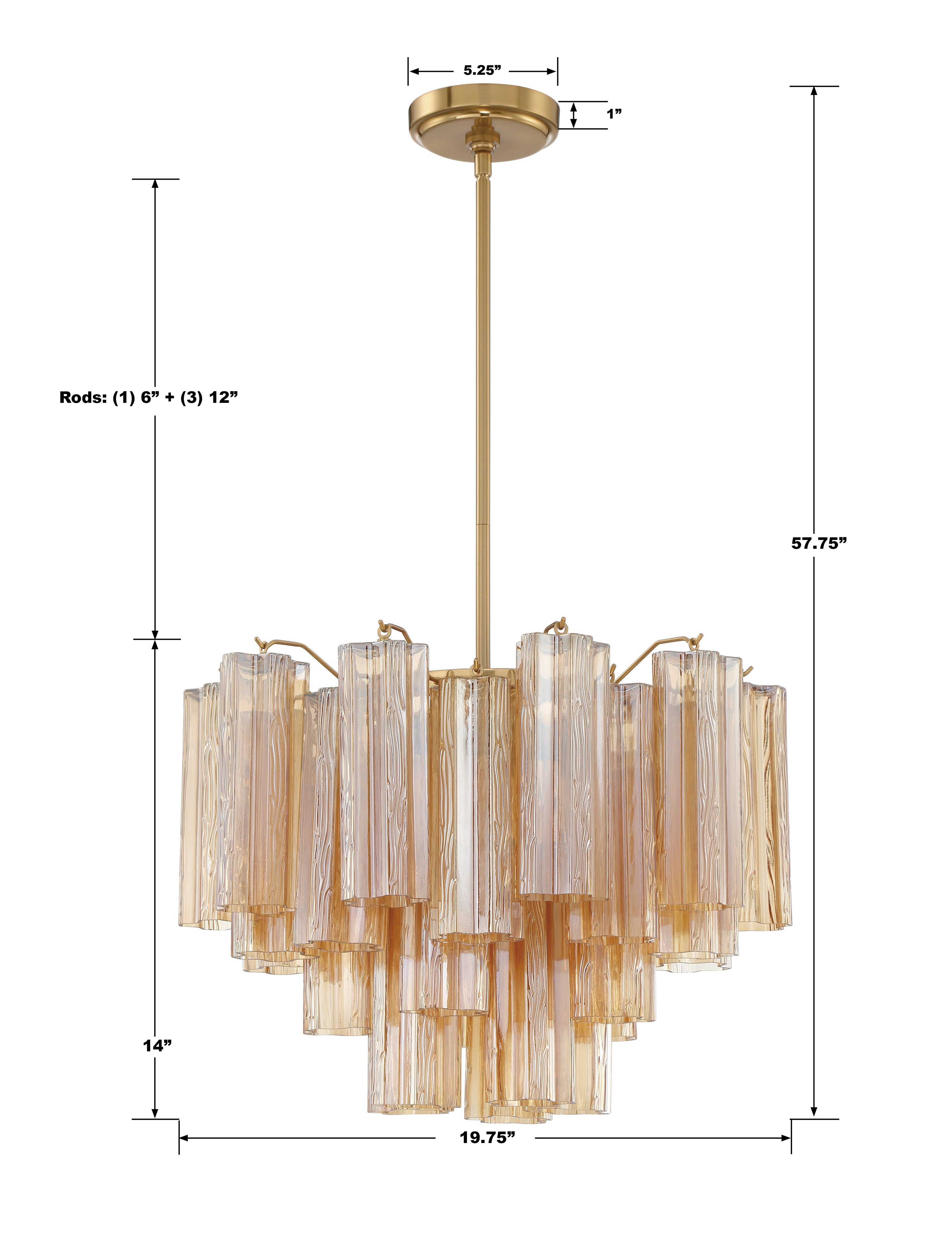 Crystorama Addis ADD-306-AG-AM – 19.75 Inch – 6 Light – Chandelier – Aged Brass – Dry Rated