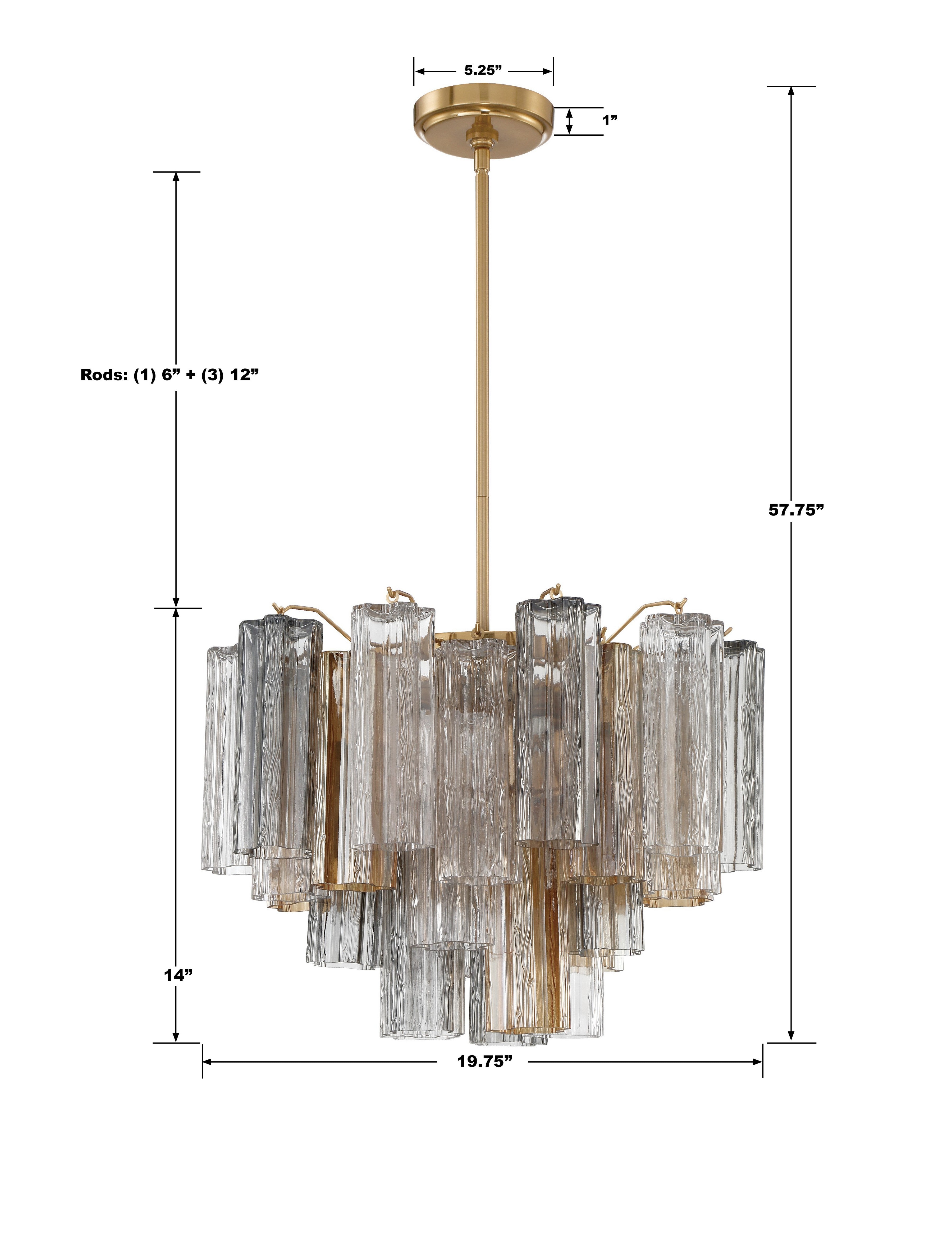 Crystorama Addis ADD-306-AG-AU – 19.75 Inch – 6 Light – Chandelier – Aged Brass – Dry Rated