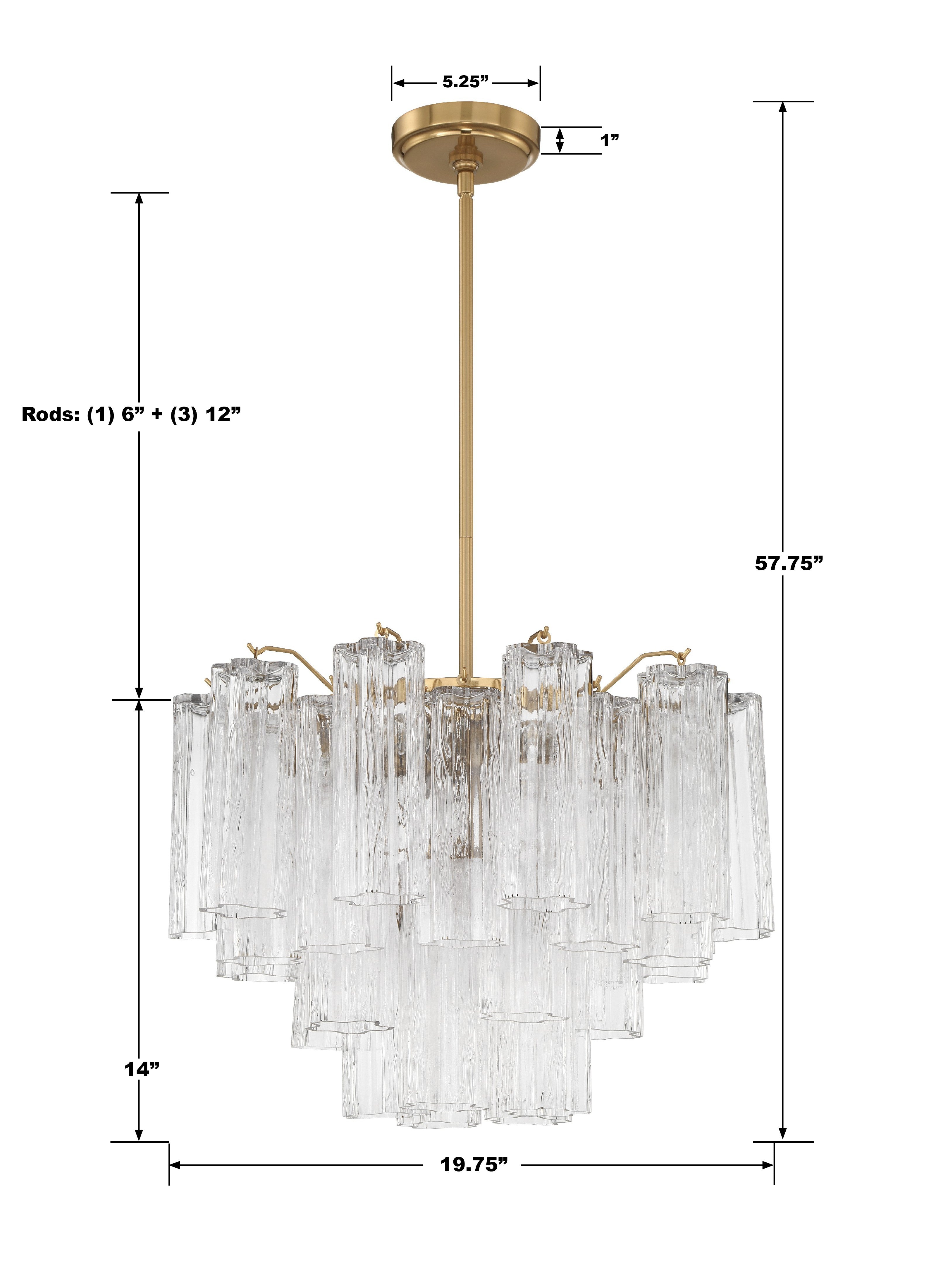 Crystorama Addis ADD-306-AG-CL – 19.75 Inch – 6 Light – Chandelier – Aged Brass – Dry Rated