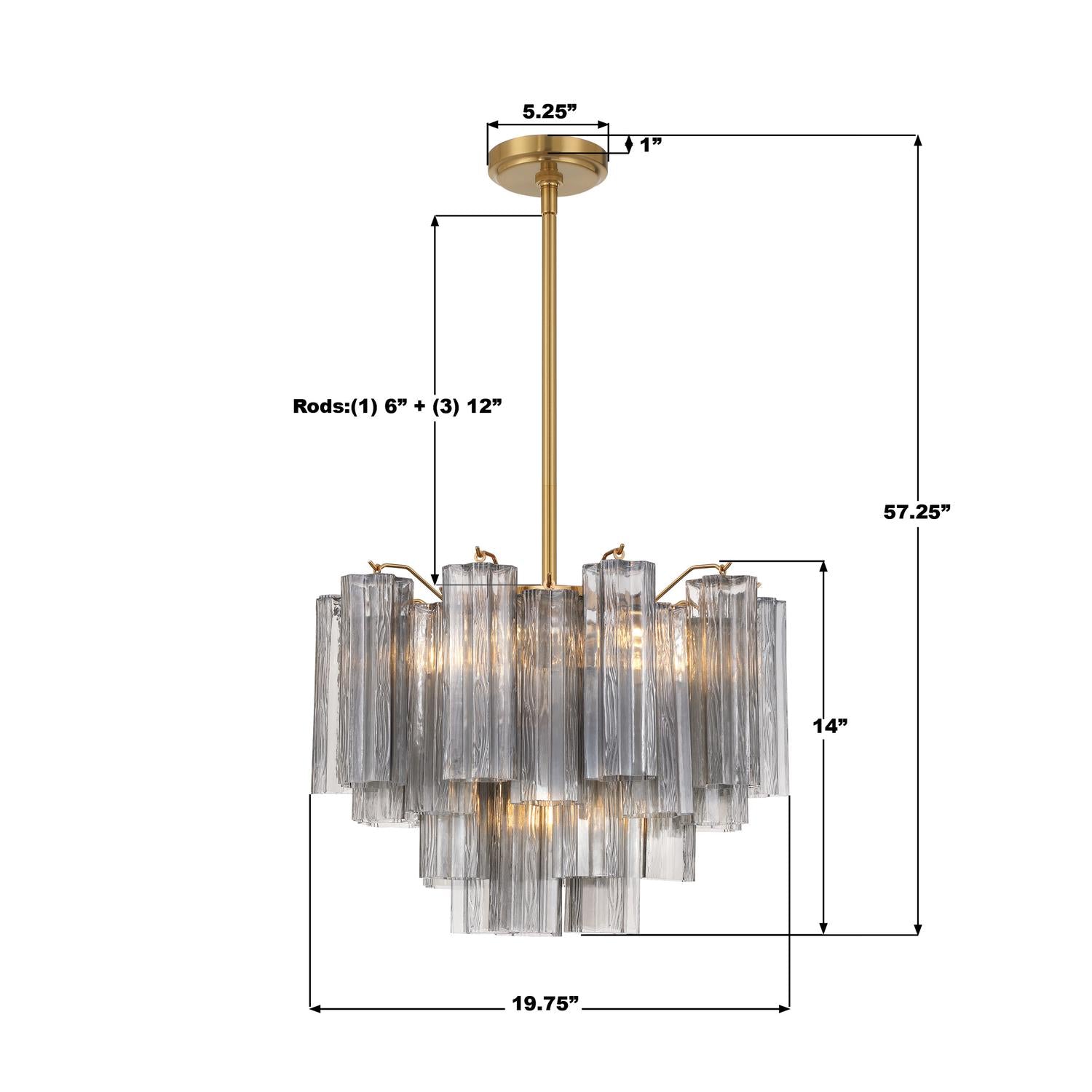 Crystorama Addis ADD-306-AG-SM – 19.75 Inch – 6 Light – Chandelier – Aged Brass – Dry Rated