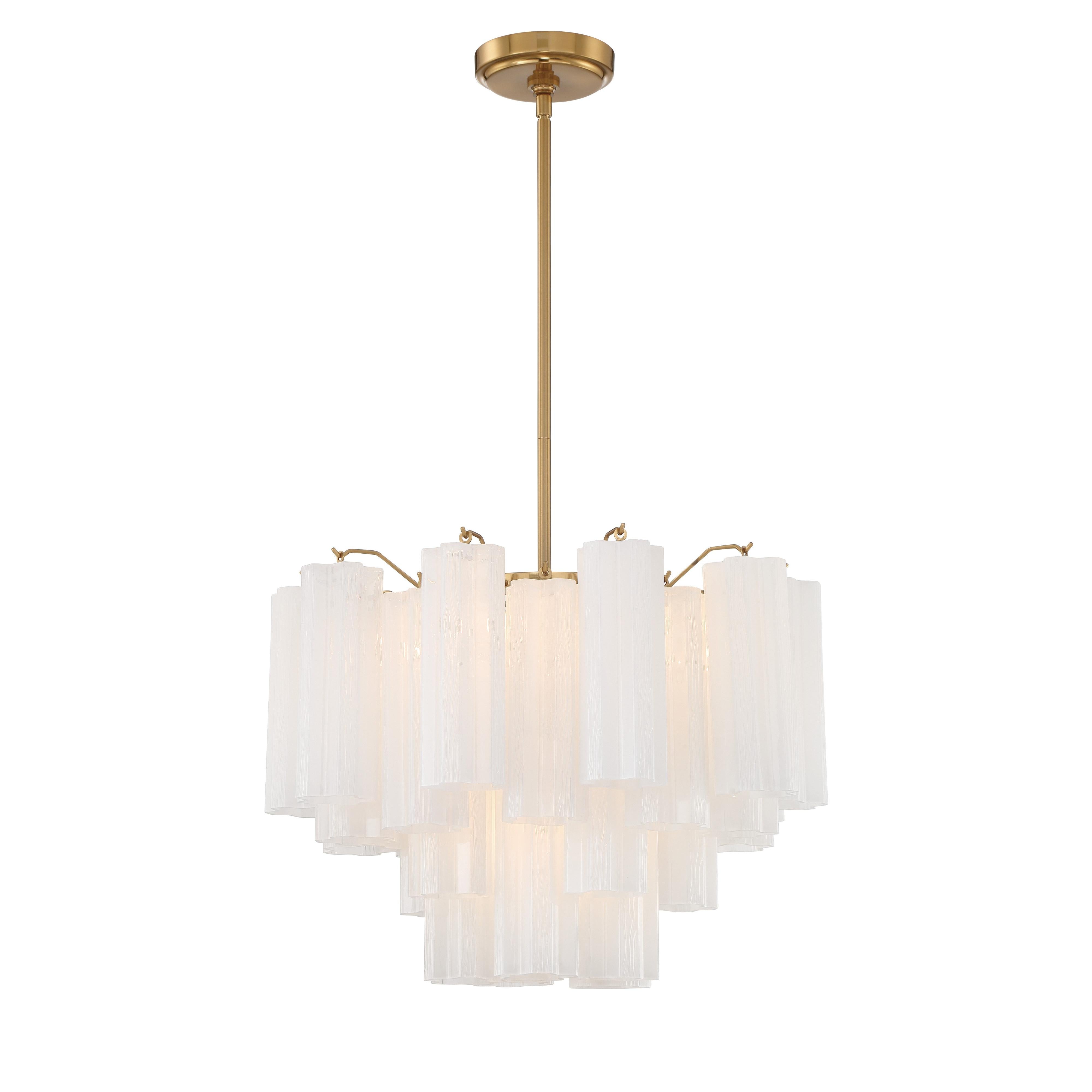 Crystorama Addis ADD-306-AG-WH – 19.75 Inch – 6 Light – Chandelier – Aged Brass – Dry Rated
