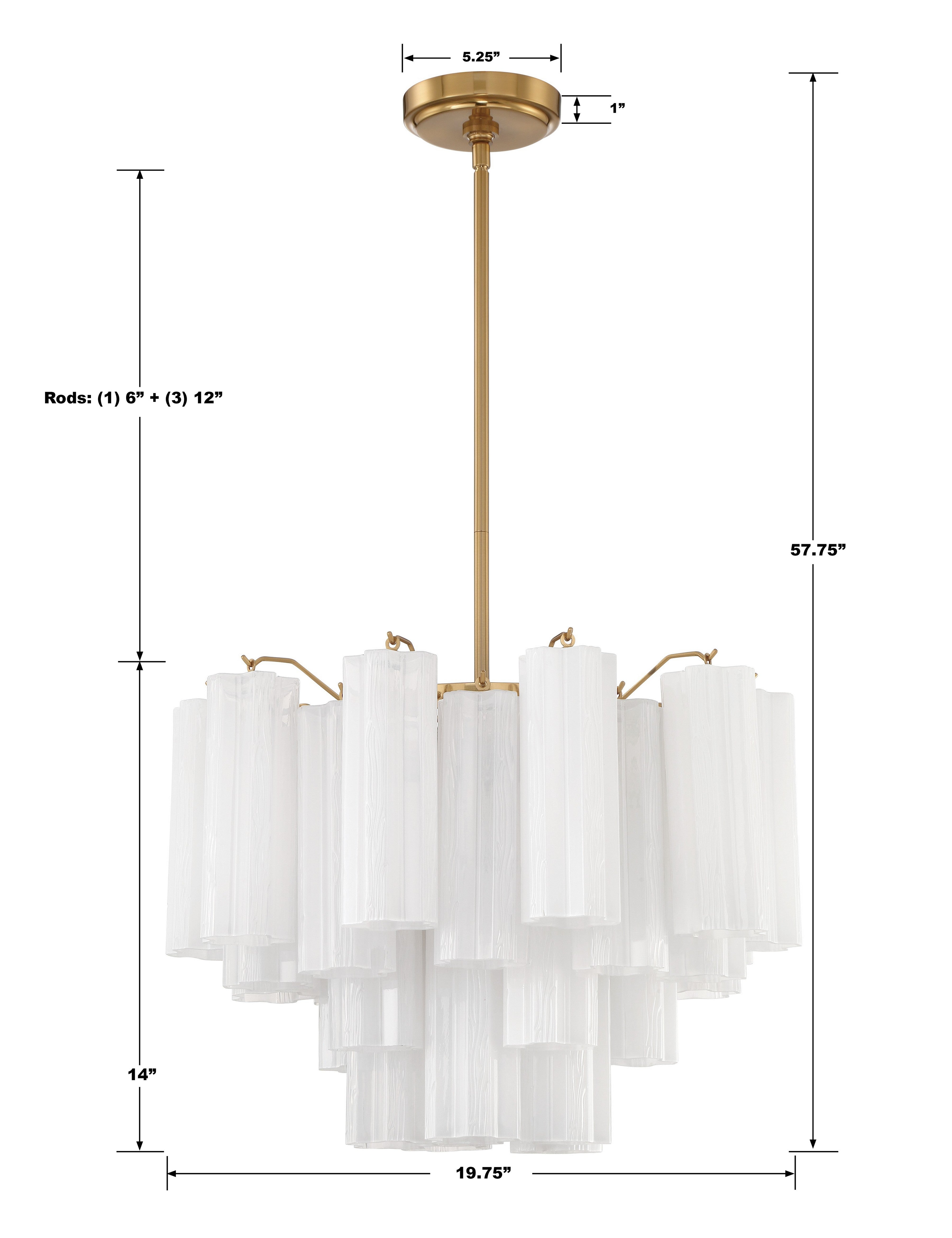 Crystorama Addis ADD-306-AG-WH – 19.75 Inch – 6 Light – Chandelier – Aged Brass – Dry Rated