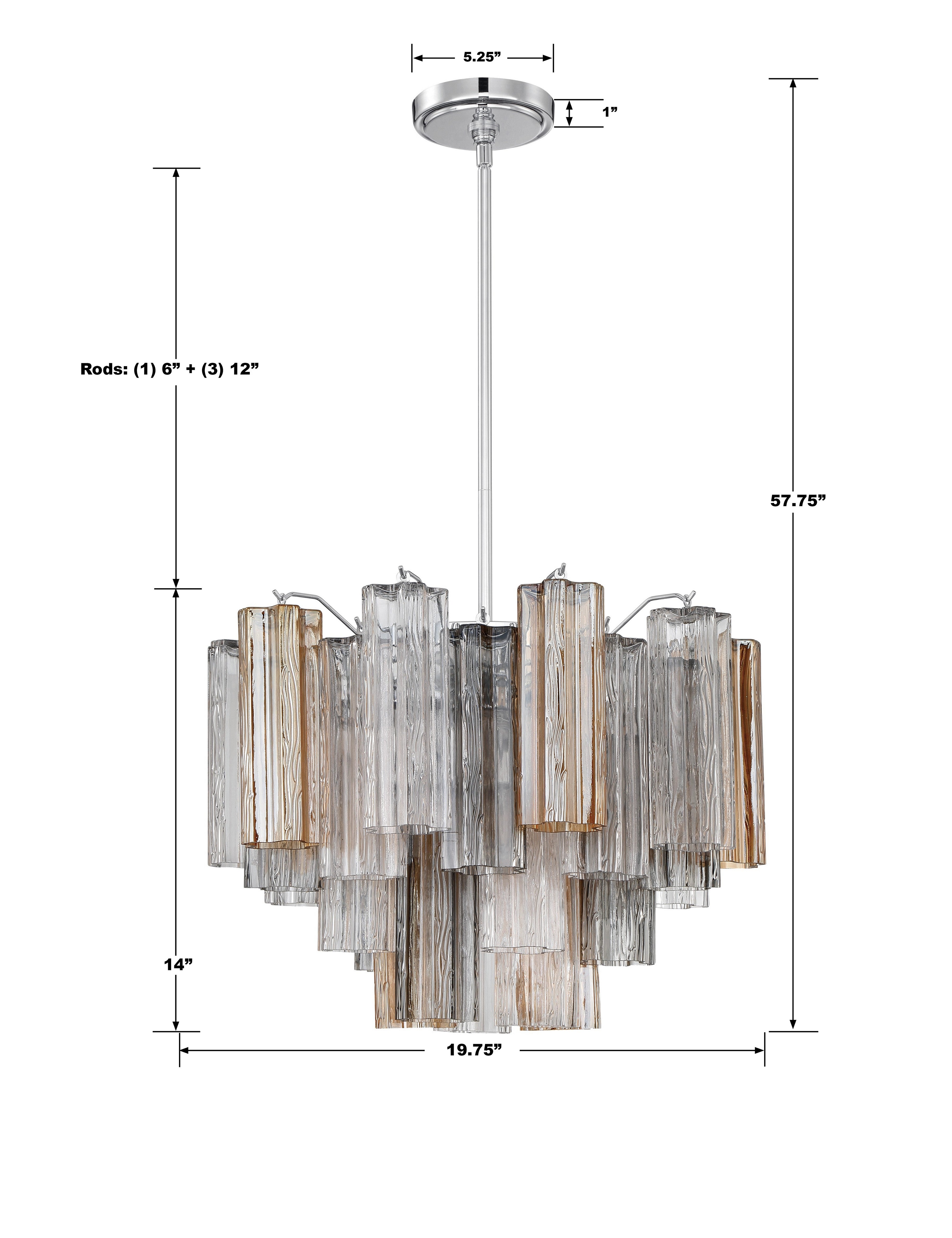 Crystorama Addis ADD-306-CH-AU – 19.75 Inch – 6 Light – Chandelier – Polished Chrome – Dry Rated