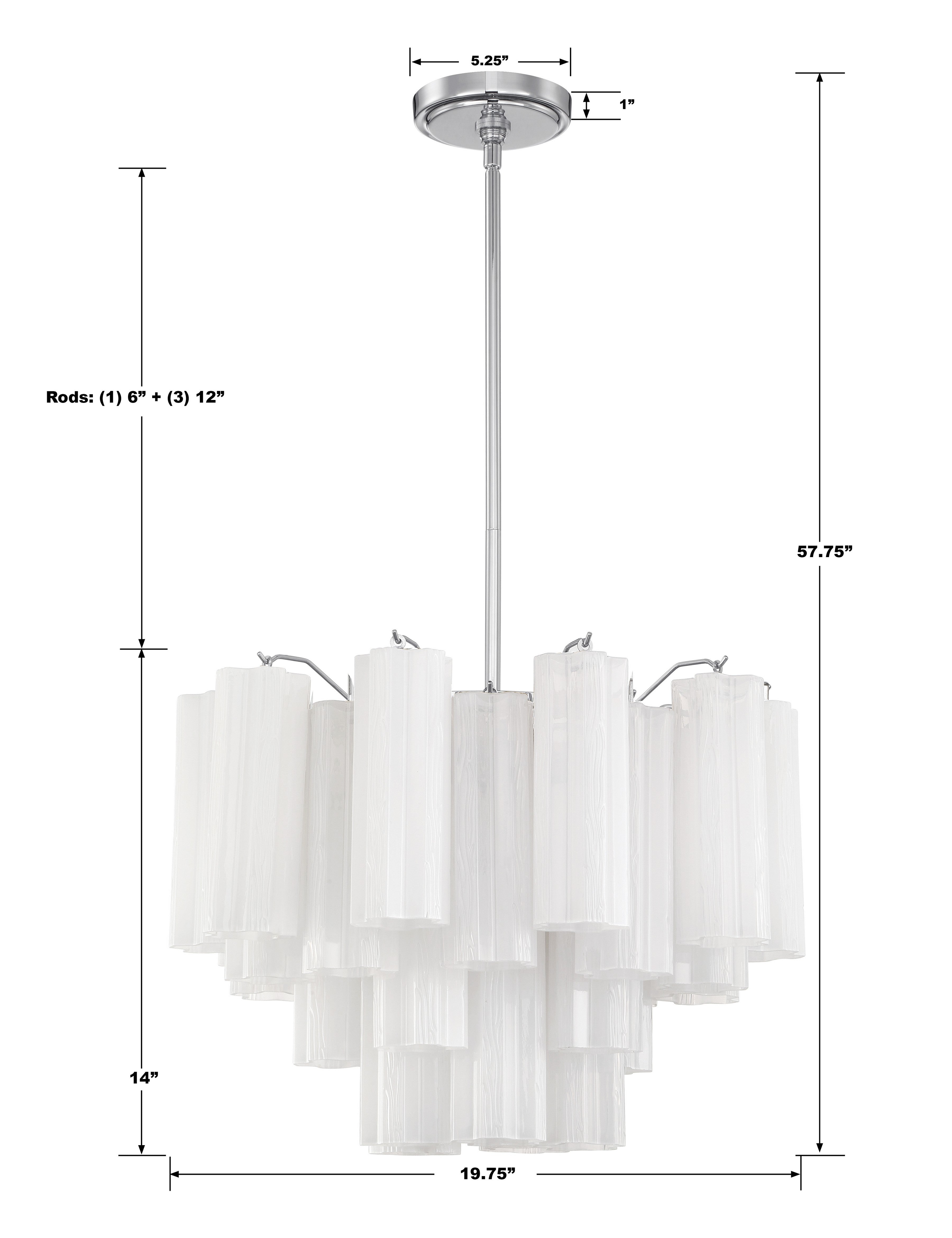 Crystorama Addis ADD-306-CH-WH – 19.75 Inch – 6 Light – Chandelier – Polished Chrome – Dry Rated