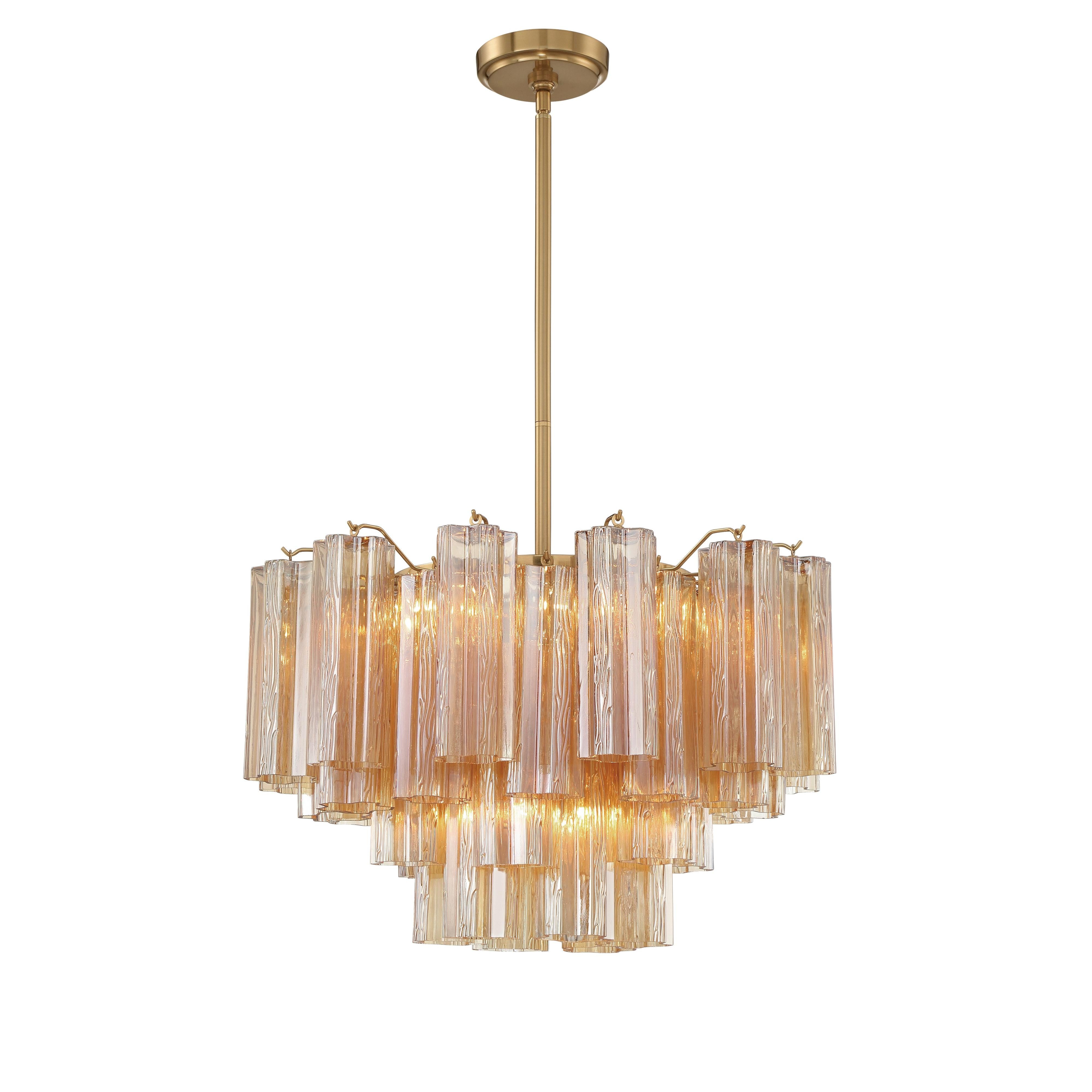Crystorama Addis ADD-308-AG-AM – 22 Inch – 9 Light – Chandelier – Aged Brass – Dry Rated