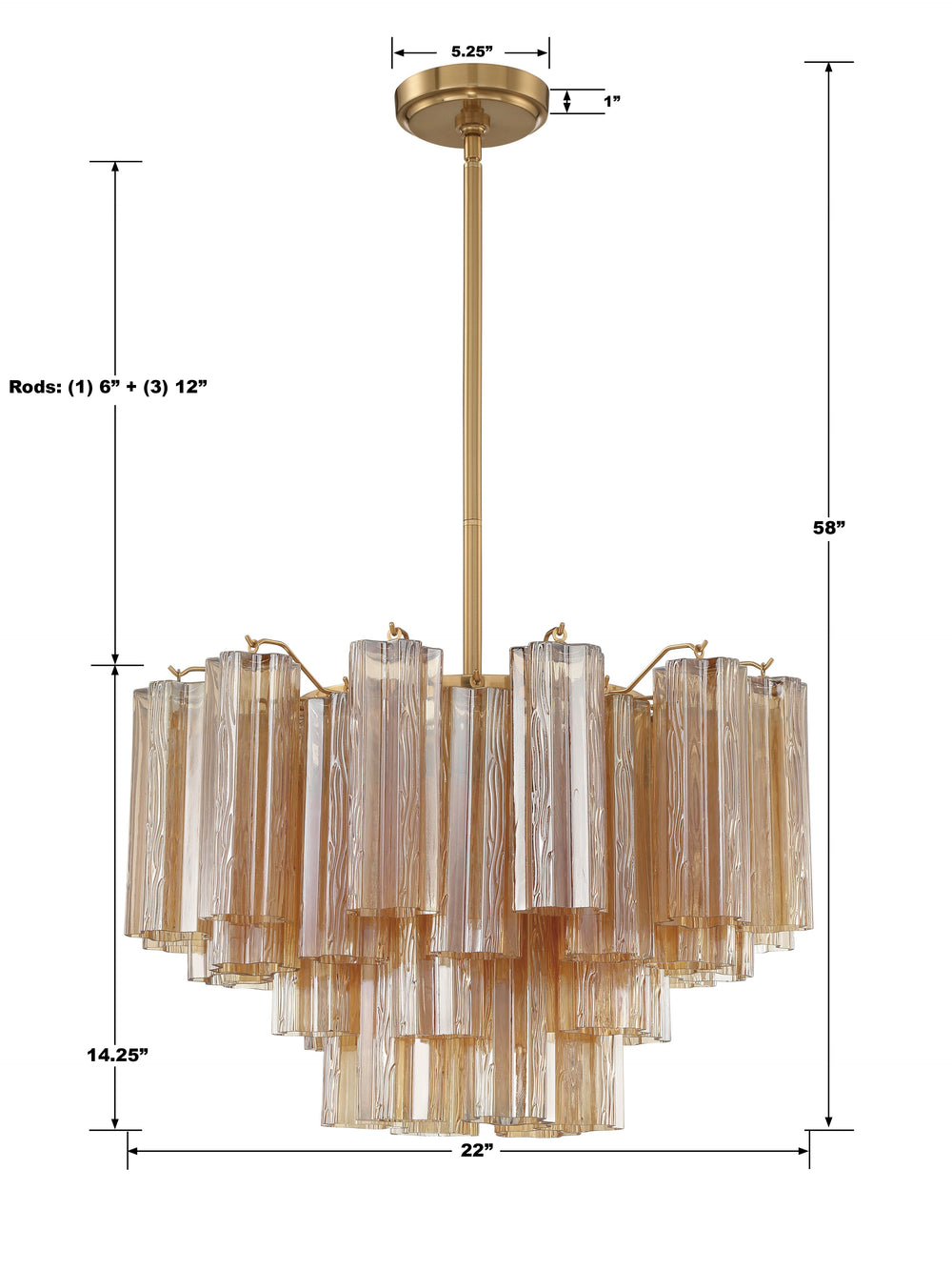 Crystorama 308-AG-AM Addis 9 Light Chandelier, UL Dry Rated, Aged Brass