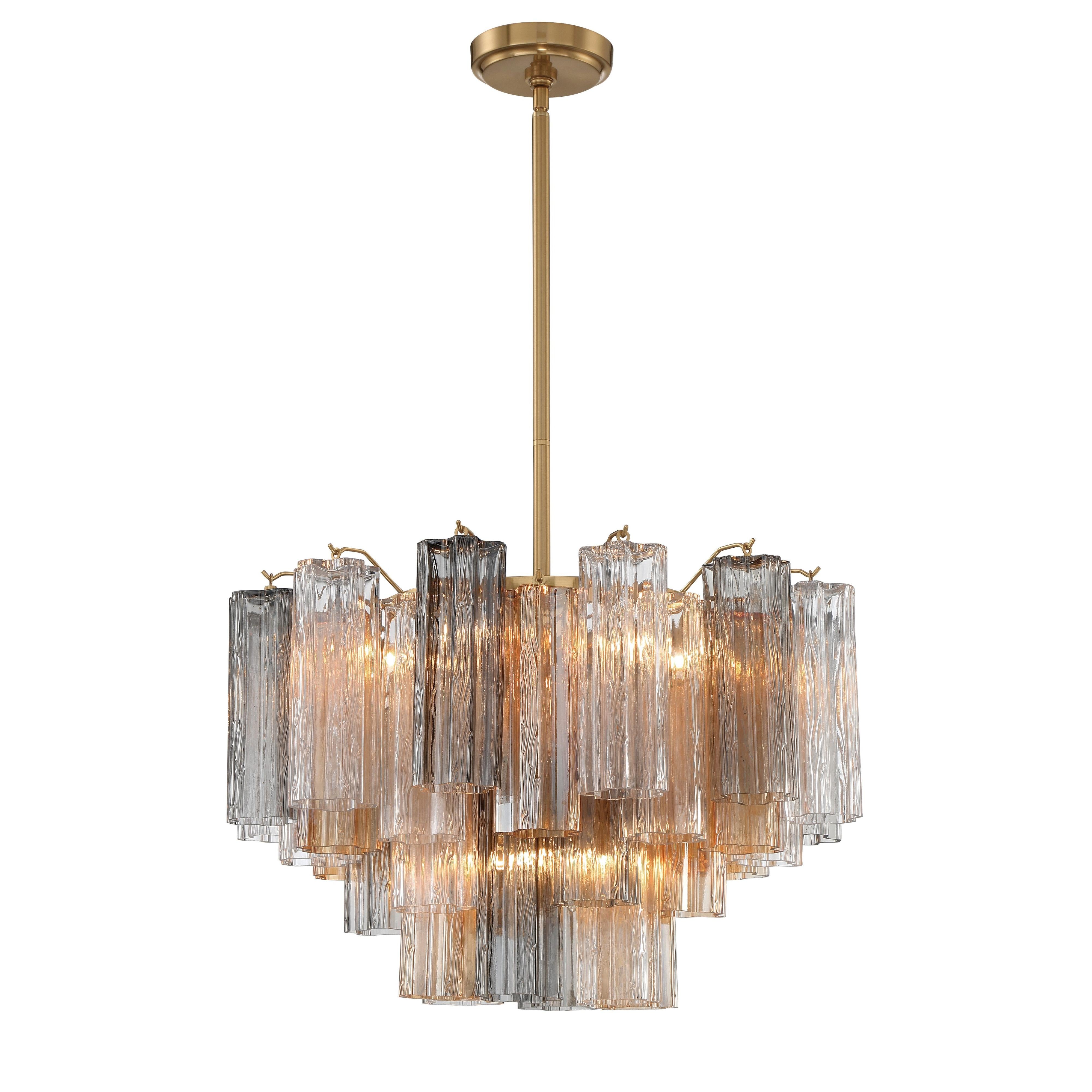 Crystorama Addis ADD-308-AG-AU – 22 Inch – 9 Light – Chandelier – Aged Brass – Dry Rated