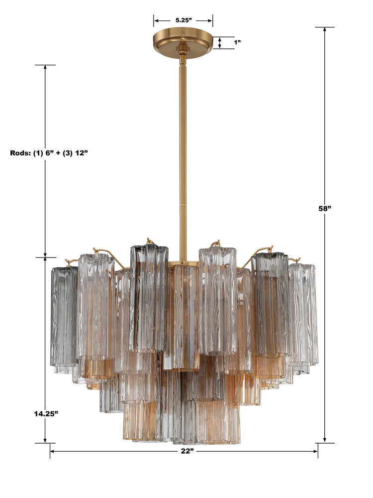 Crystorama ADDIS ADD-308-AG-AU Chandelier Modern - Aged Brass