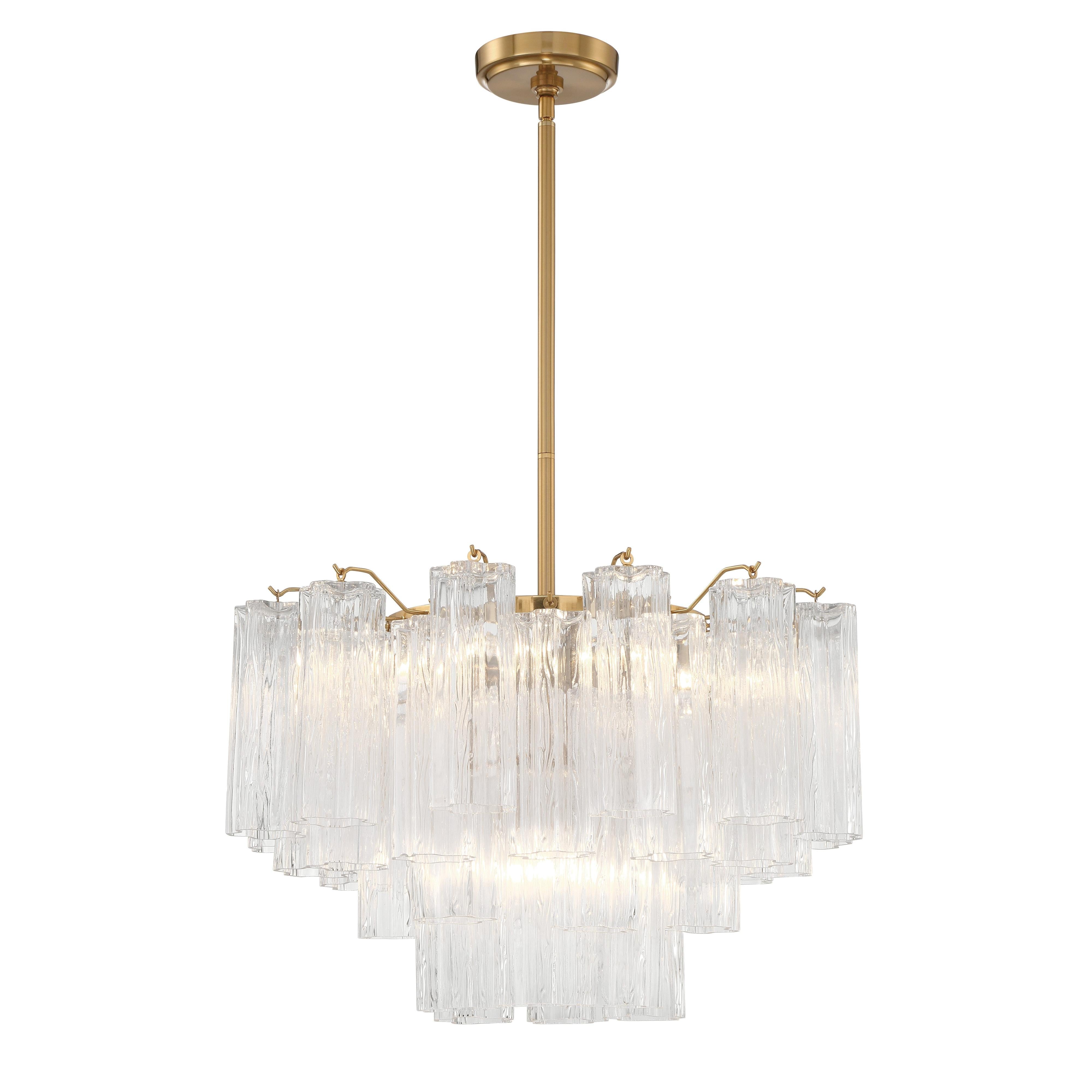 Crystorama Addis ADD-308-AG-CL – 22 Inch – 9 Light – Chandelier – Aged Brass – Dry Rated