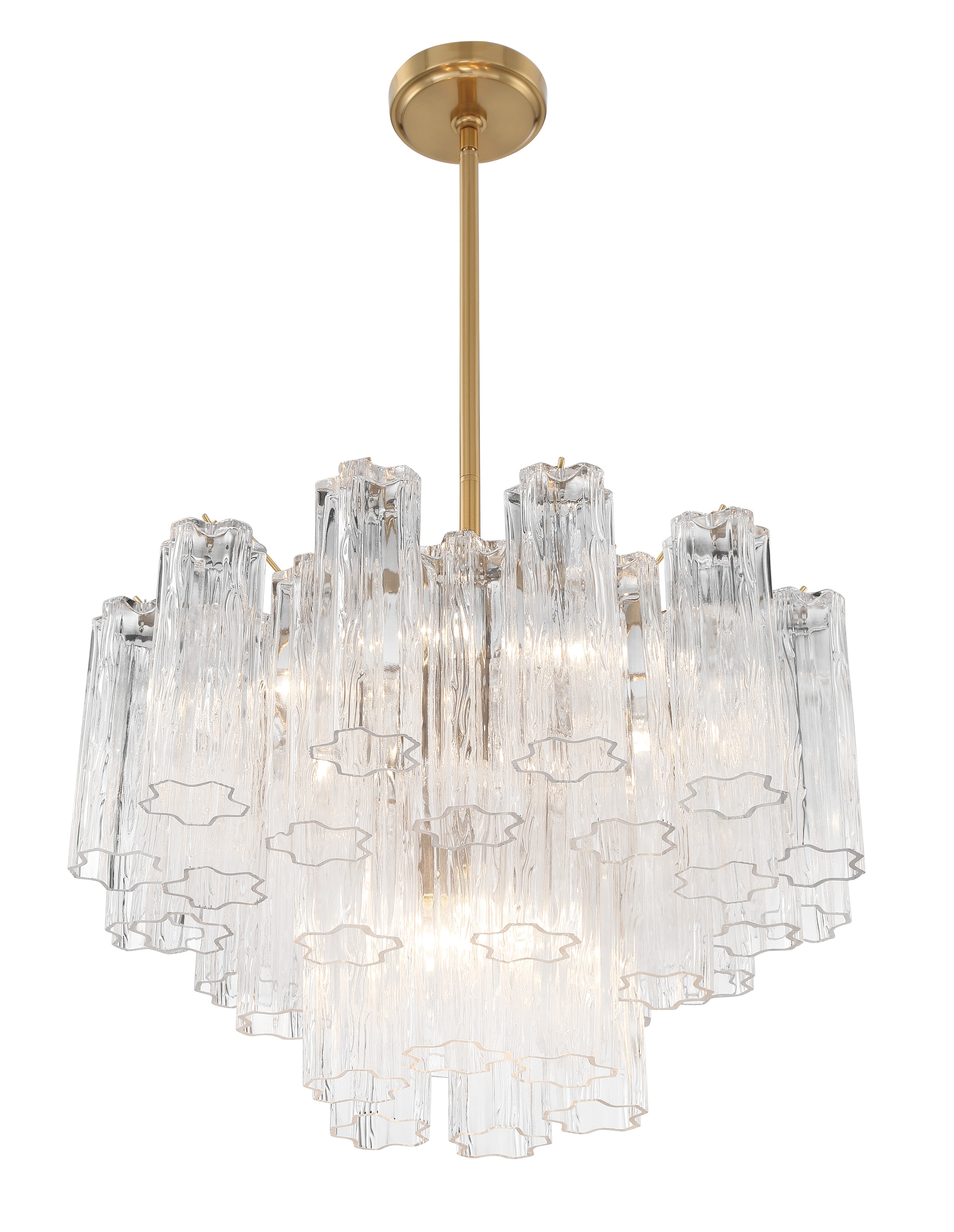 Crystorama Addis ADD-308-AG-CL – 22 Inch – 9 Light – Chandelier – Aged Brass – Dry Rated