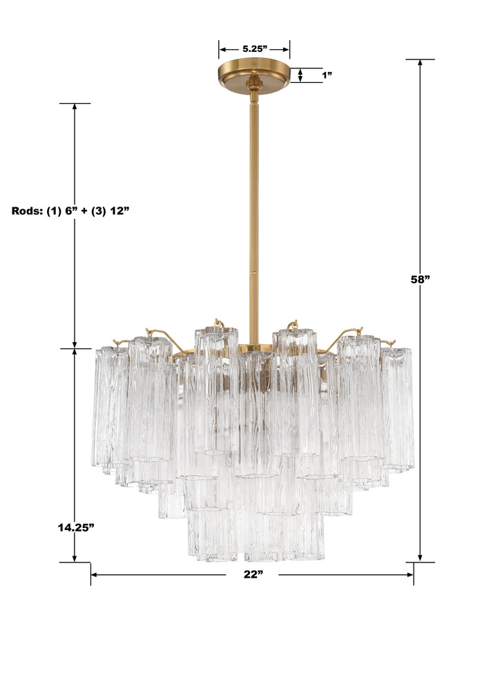 Crystorama ADDIS ADD-308-AG-CL Chandelier Modern - Aged Brass