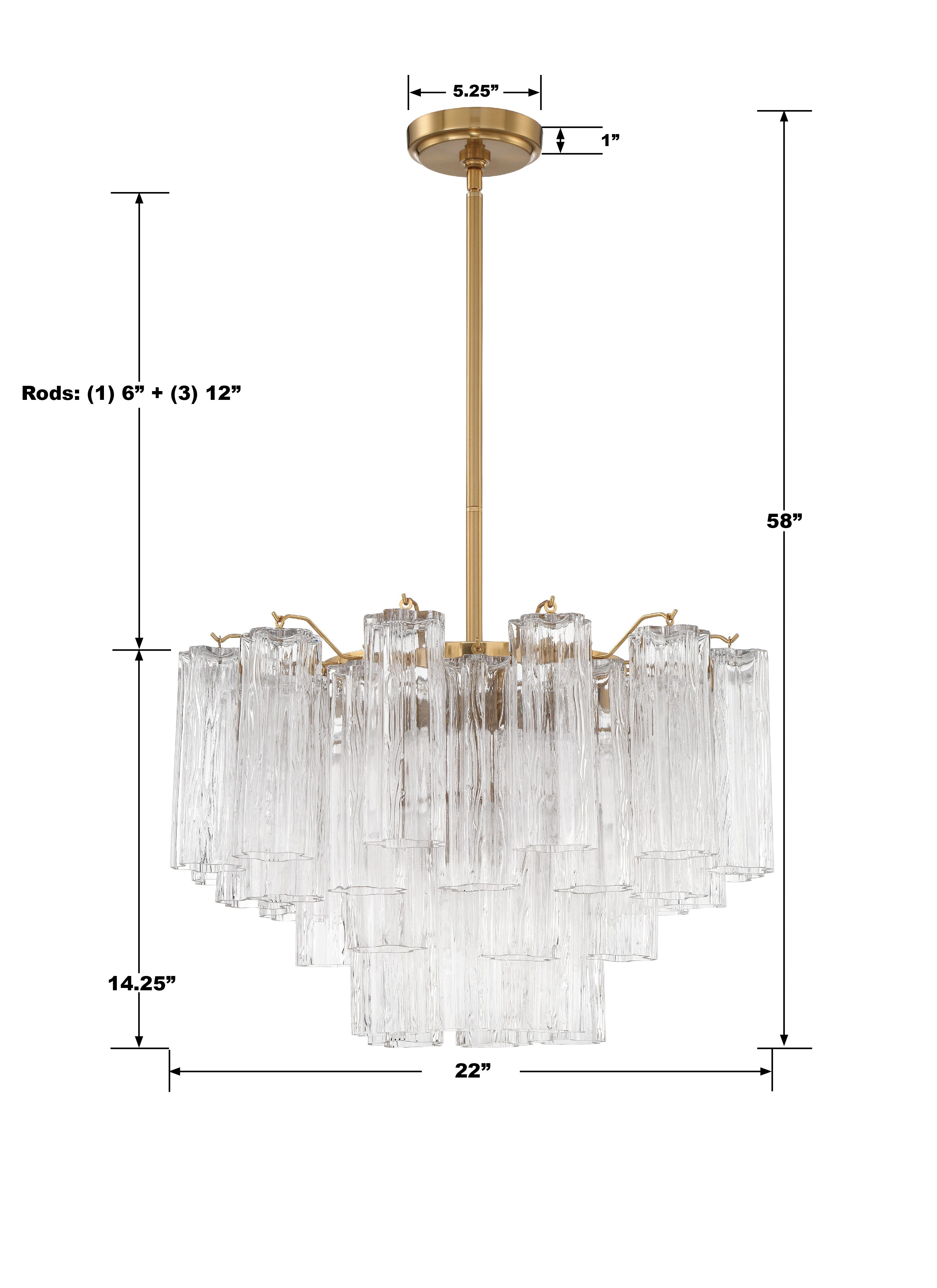 Crystorama Addis ADD-308-AG-CL – 22 Inch – 9 Light – Chandelier – Aged Brass – Dry Rated