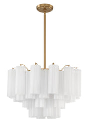 Crystorama 308-AG-WH Addis 9 Light Chandelier, UL Dry Rated, Aged Brass