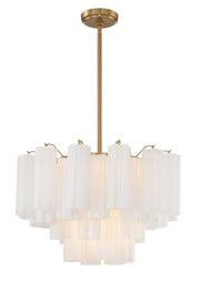 Crystorama Addis ADD-308-AG-WH – 22 Inch – 9 Light – Chandelier – Aged Brass – Dry Rated