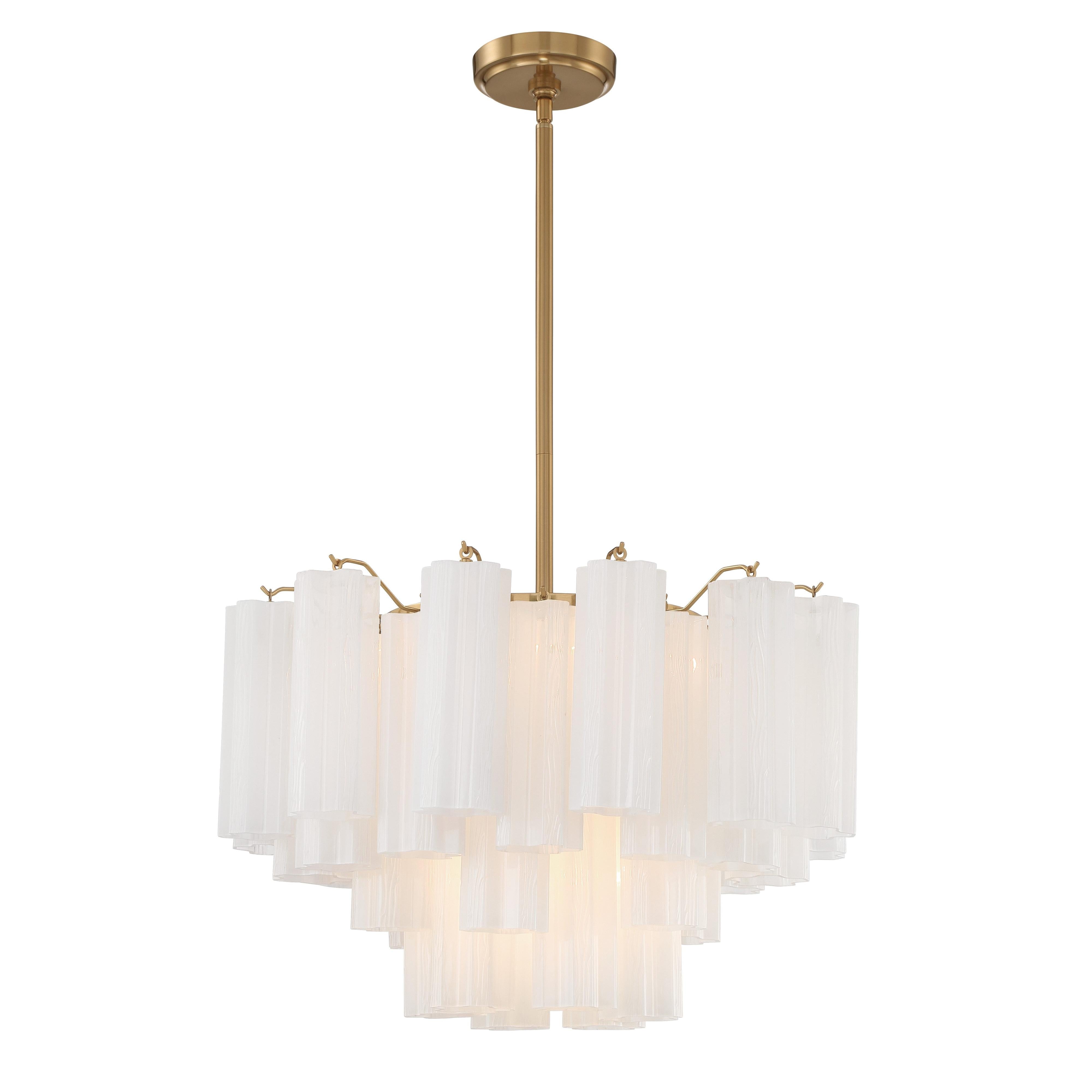 Crystorama Addis ADD-308-AG-WH – 22 Inch – 9 Light – Chandelier – Aged Brass – Dry Rated