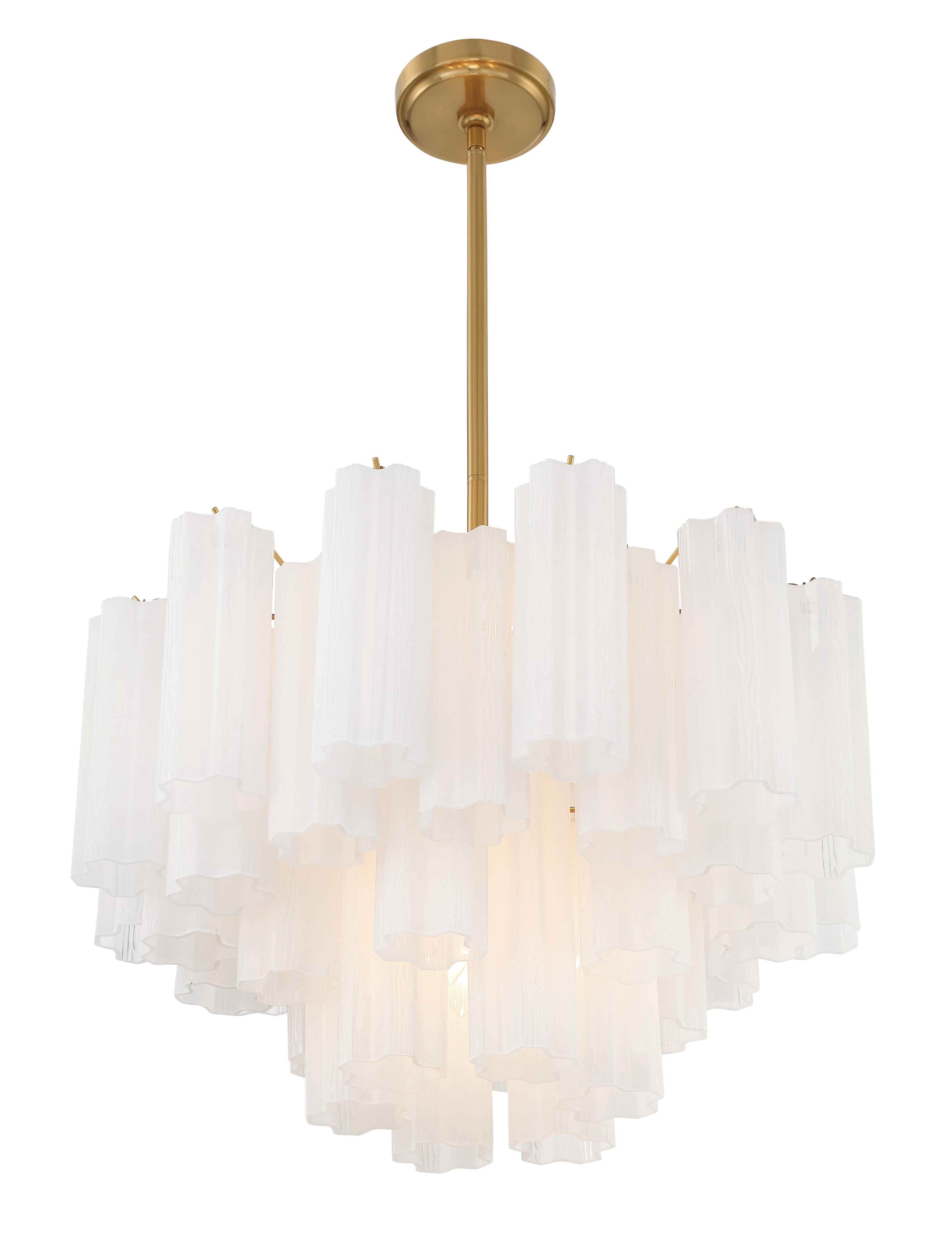 Crystorama Addis ADD-308-AG-WH – 22 Inch – 9 Light – Chandelier – Aged Brass – Dry Rated