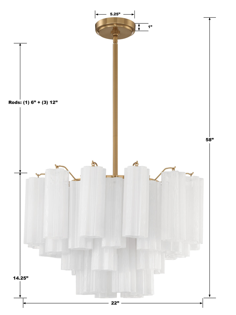 Crystorama 308-AG-WH Addis 9 Light Chandelier, UL Dry Rated, Aged Brass