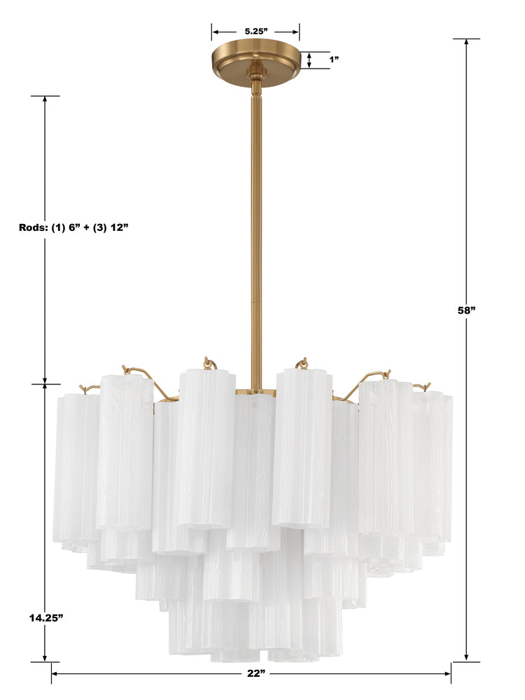 Crystorama ADDIS ADD-308-AG-WH Chandelier Modern - Aged Brass