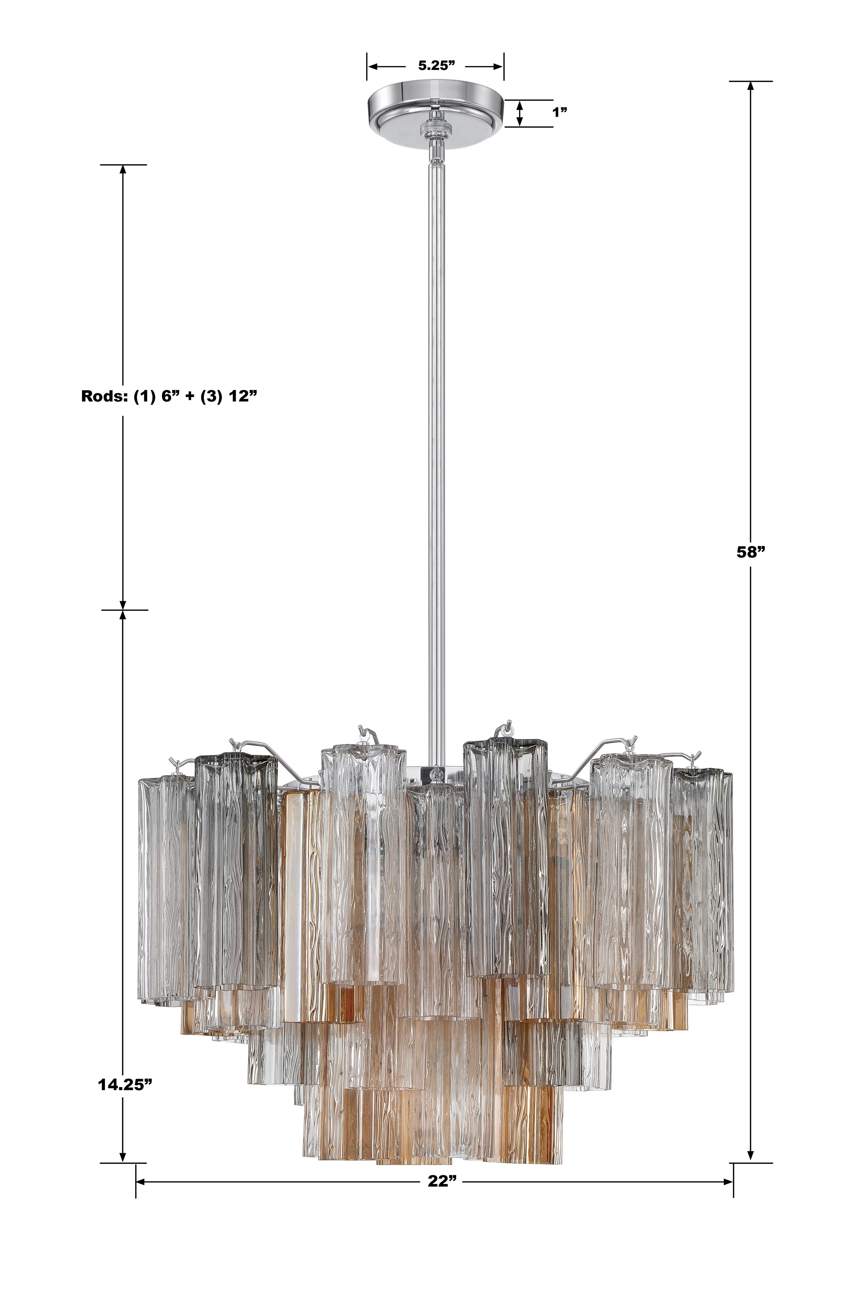 Crystorama Addis ADD-308-CH-AU – 22 Inch – 9 Light – Chandelier – Polished Chrome – Dry Rated