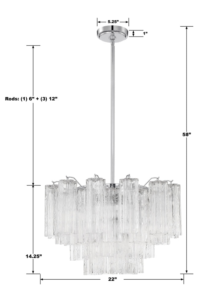 Crystorama ADDIS ADD-308-CH-CL Chandelier Modern - Polished Chrome