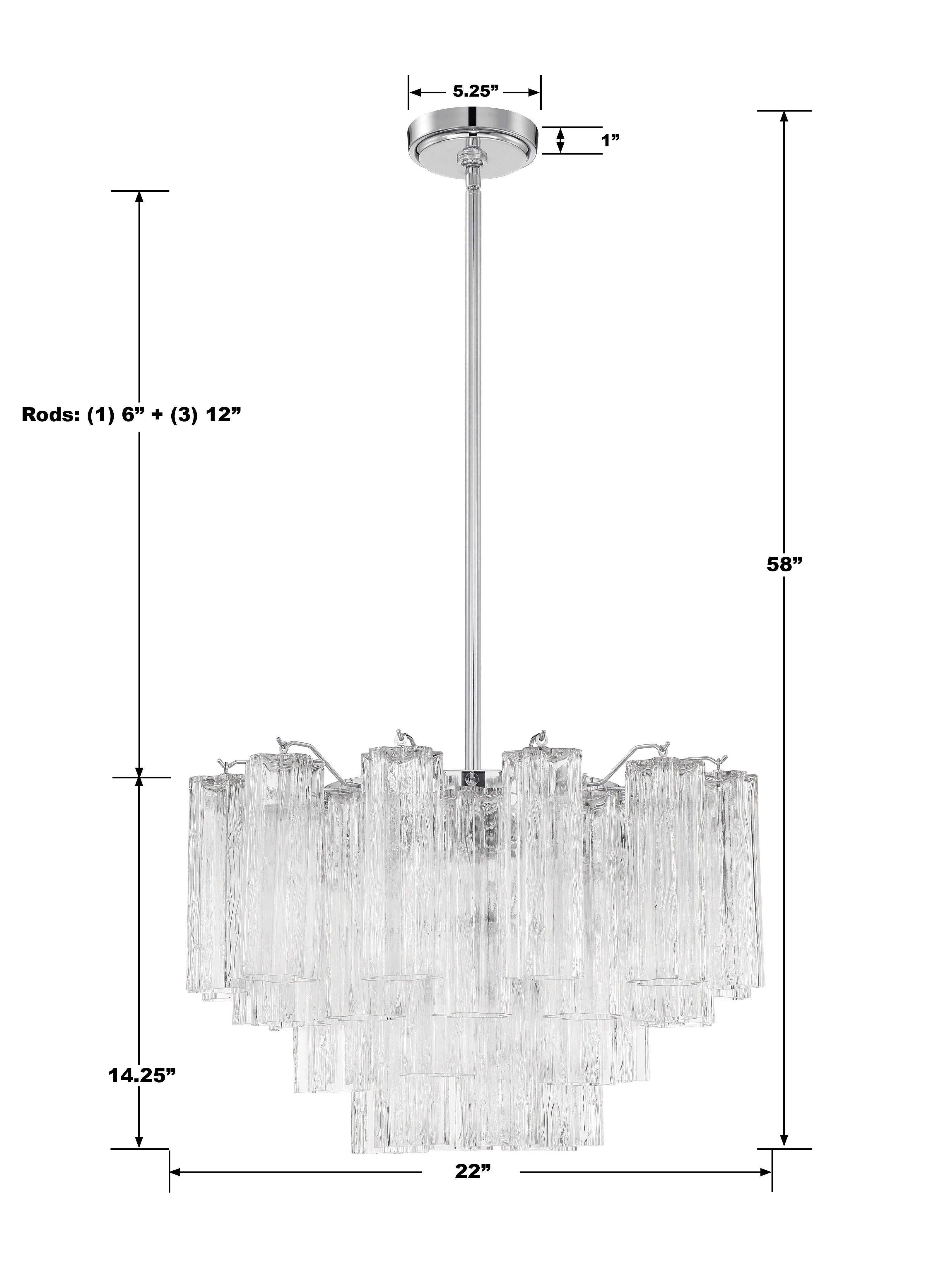 Crystorama Addis ADD-308-CH-CL – 22 Inch – 9 Light – Chandelier – Polished Chrome – Dry Rated