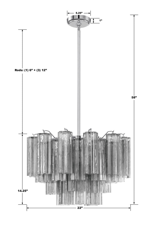 Crystorama ADDIS ADD-308-CH-SM Chandelier Modern - Polished Chrome