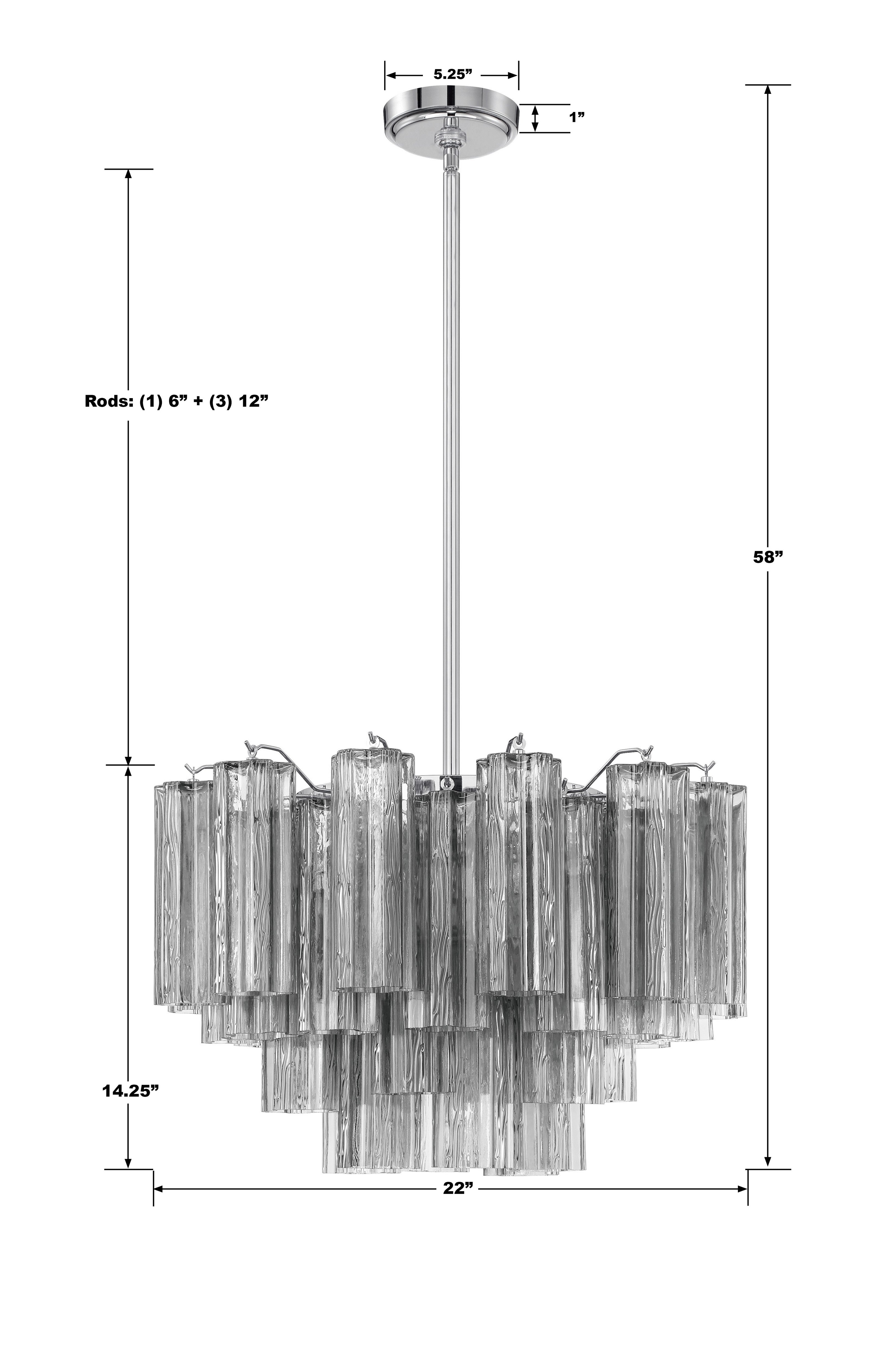 Crystorama Addis ADD-308-CH-SM – 22 Inch – 9 Light – Chandelier – Polished Chrome – Dry Rated