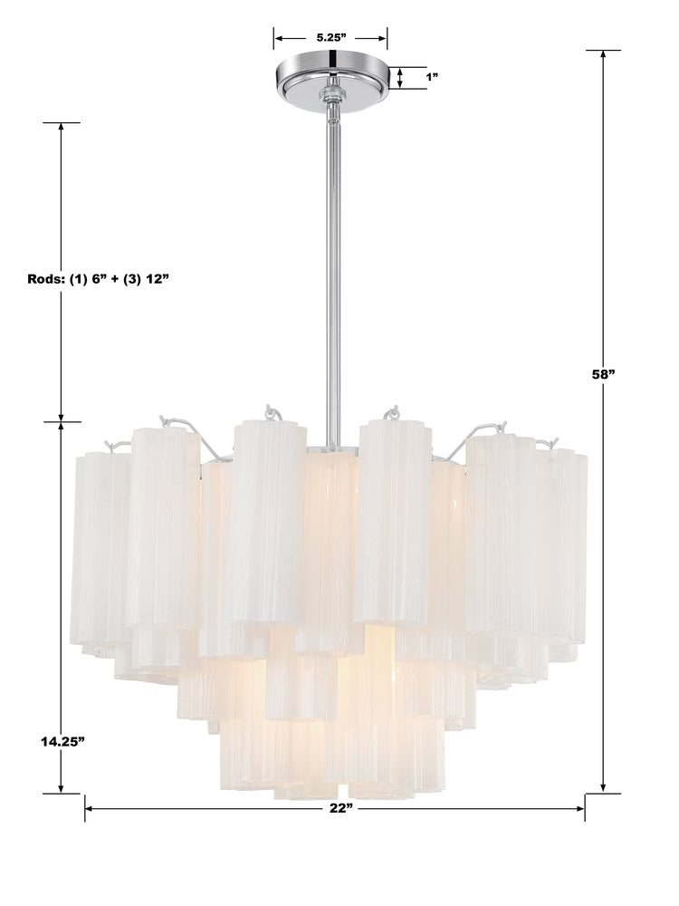 Crystorama ADDIS ADD-308-CH-WH Chandelier Modern - Polished Chrome