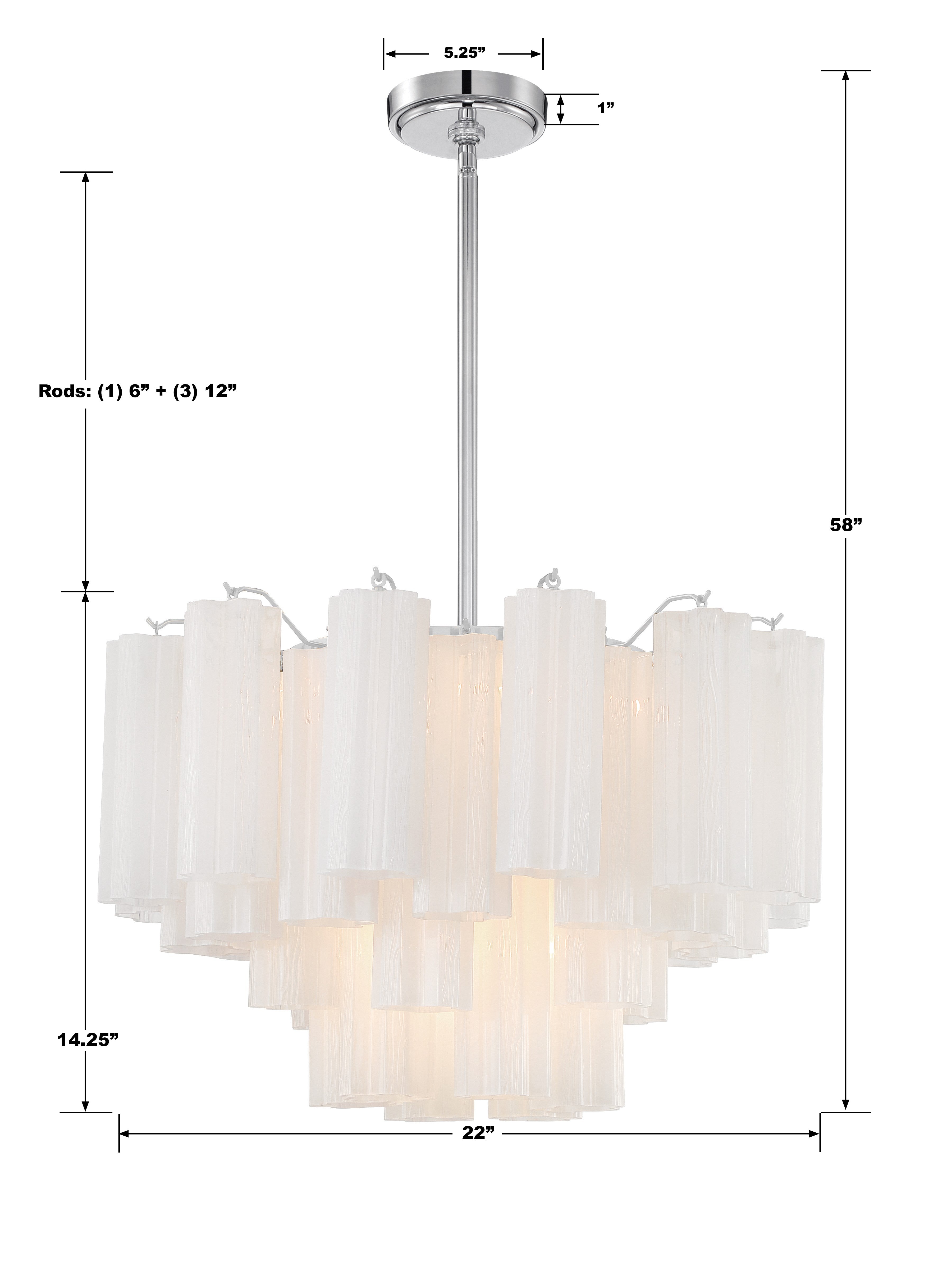 Crystorama Addis ADD-308-CH-WH – 22 Inch – 9 Light – Chandelier – Polished Chrome – Dry Rated