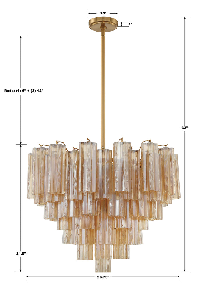 Crystorama ADDIS ADD-312-AG-AM Chandelier Modern - Aged Brass