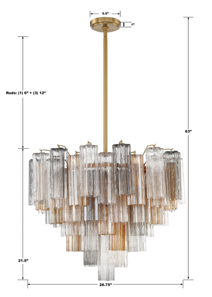 Crystorama ADDIS ADD-312-AG-AU Chandelier Modern - Aged Brass