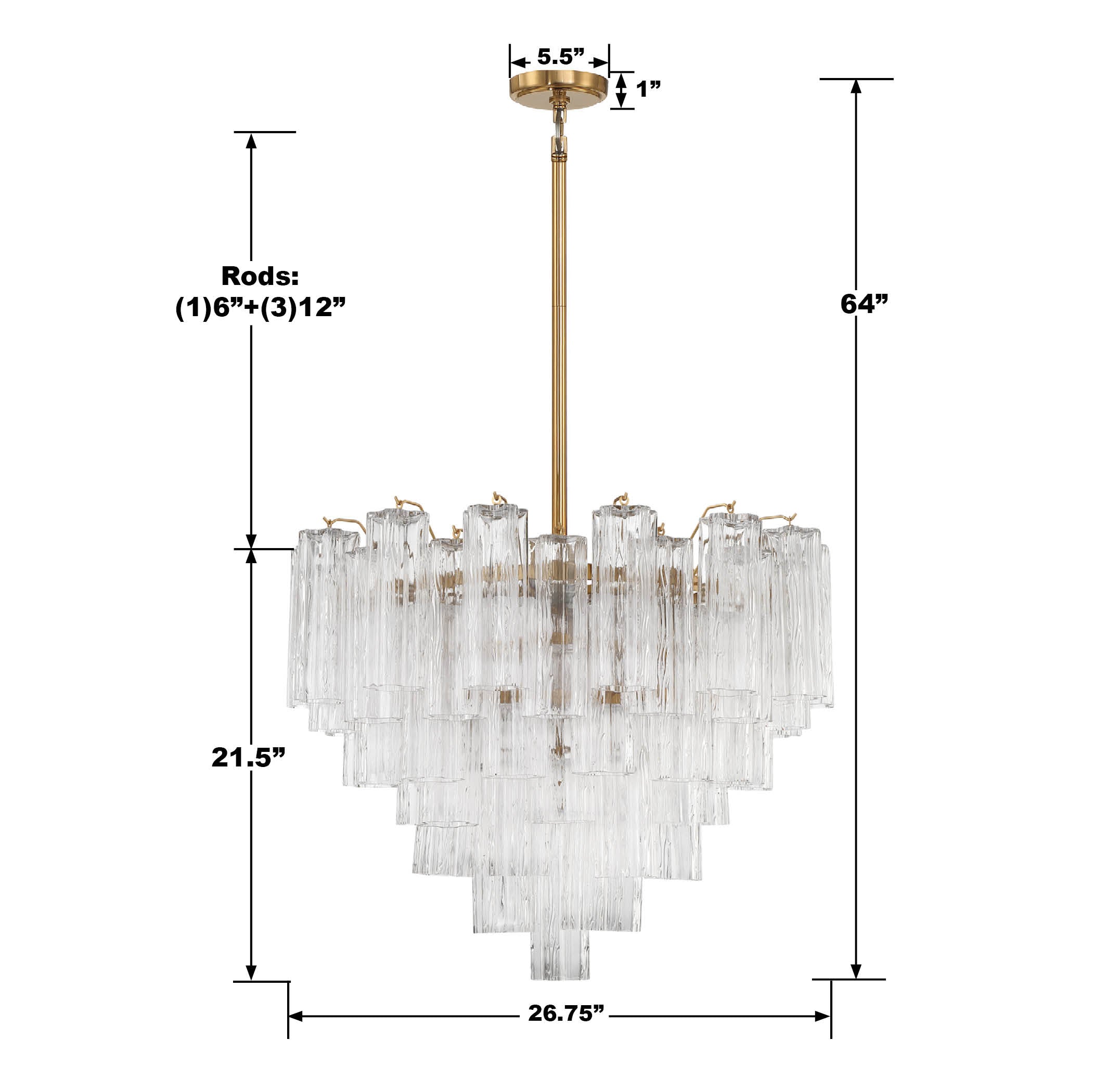 Crystorama Addis ADD-312-AG-CL – 26.75 Inch – 12 Light – Chandelier – Aged Brass – Dry Rated