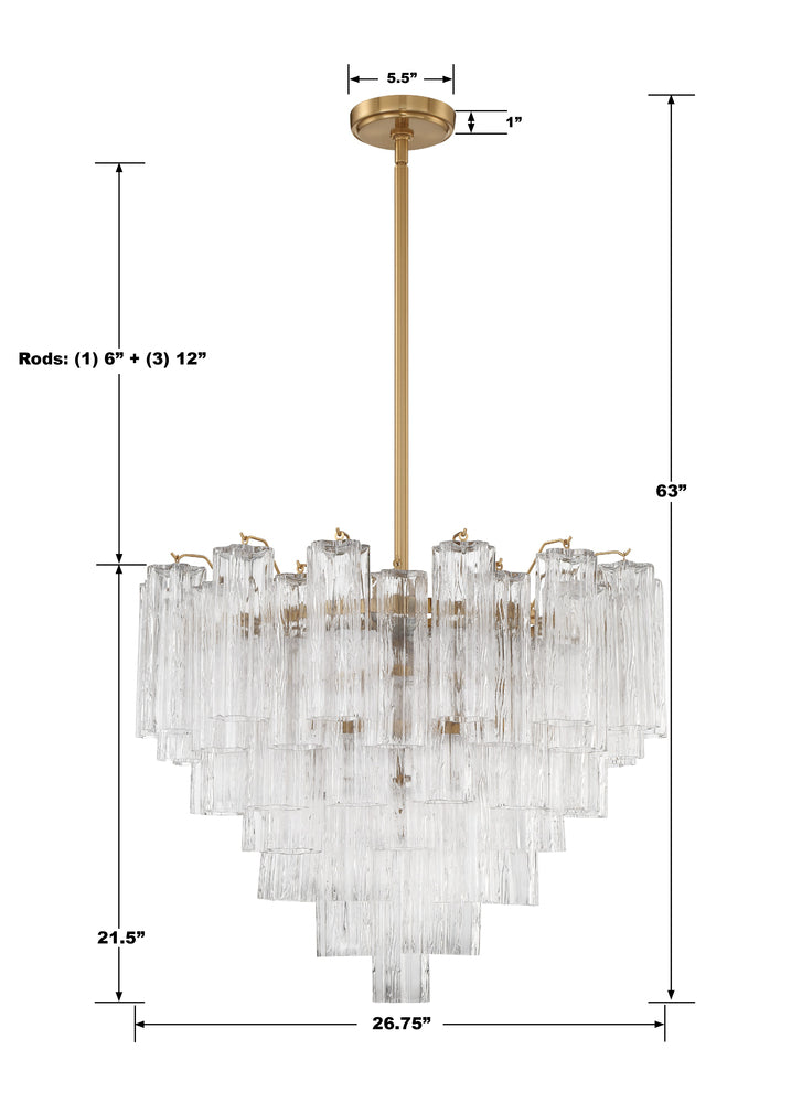 Crystorama ADDIS ADD-312-AG-CL Chandelier Modern - Aged Brass