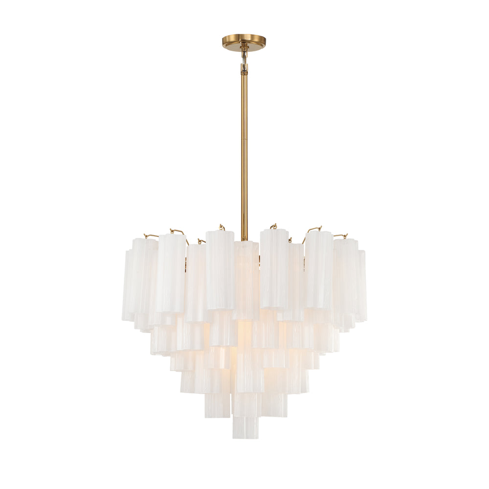 Crystorama Lighting ADD-312-AG-WH Addis 12 Light Aged Brass Chandelier, UL Dry Rated, Aged Brass