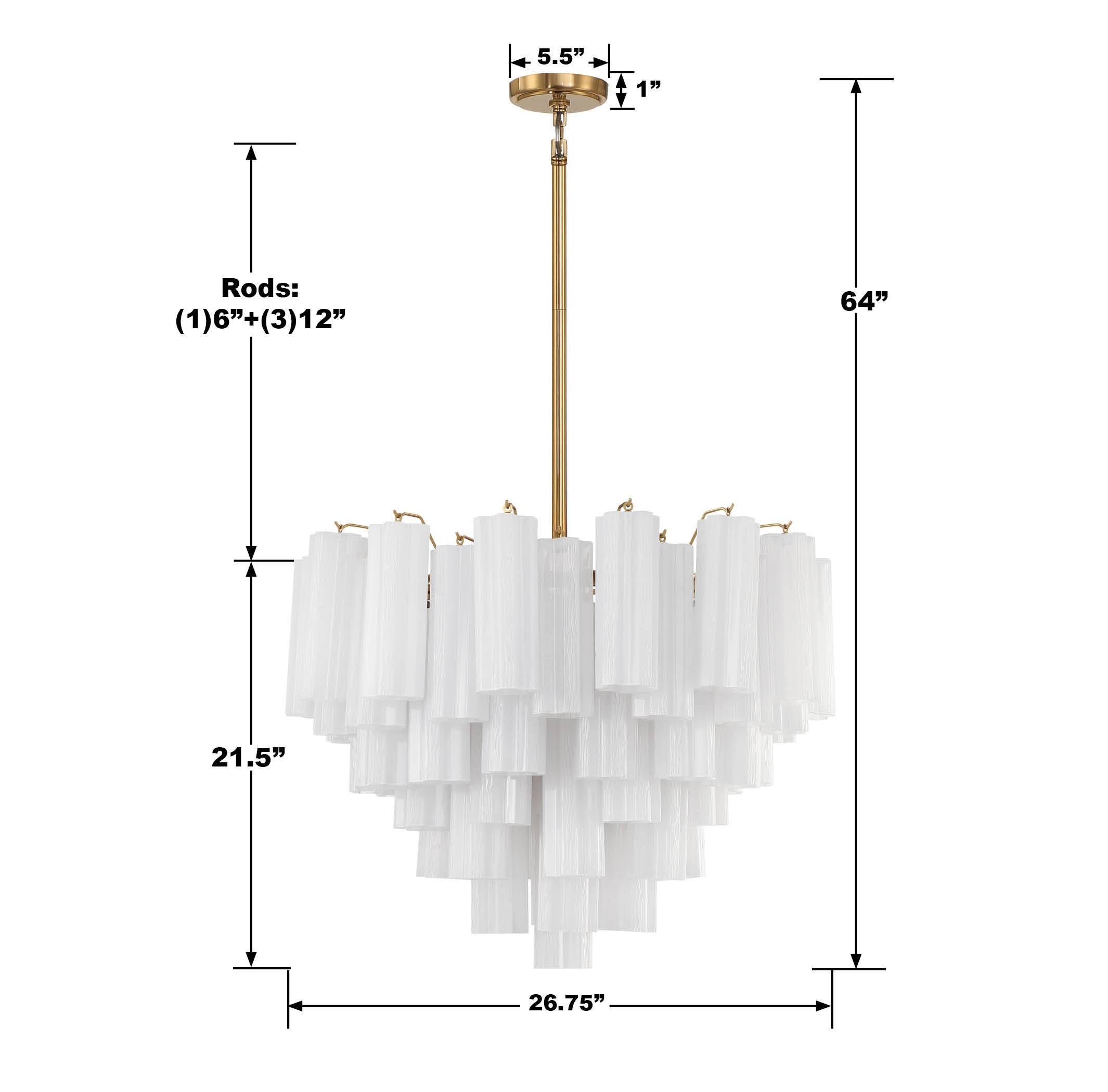 Crystorama Addis ADD-312-AG-WH – 26.75 Inch – 12 Light – Chandelier – Aged Brass – Dry Rated