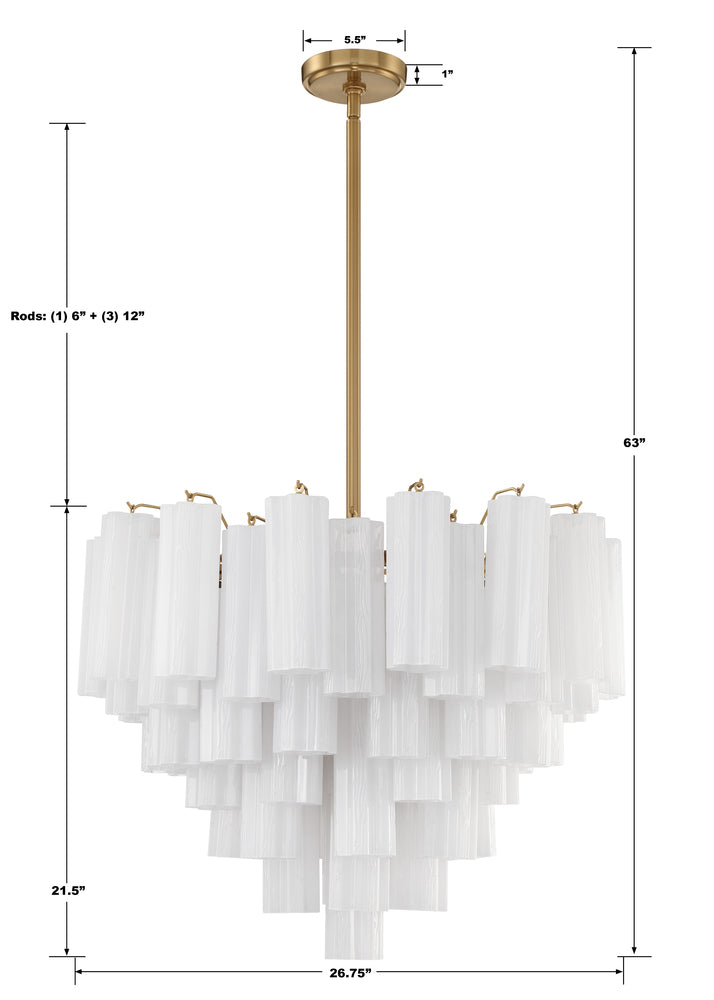 Crystorama ADDIS ADD-312-AG-WH Chandelier Modern - Aged Brass