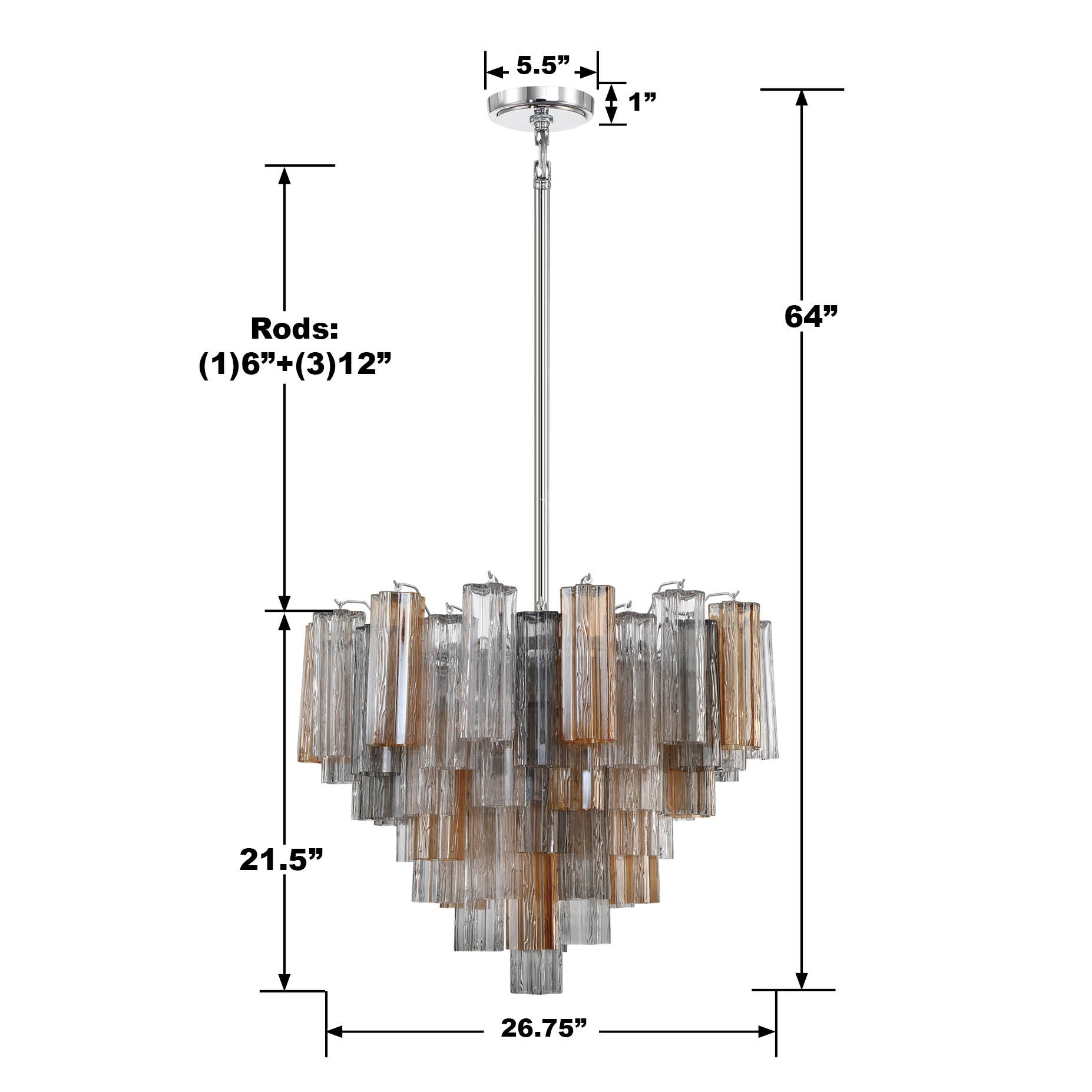 Crystorama Addis ADD-312-CH-AU – 26.75 Inch – 12 Light – Chandelier – Polished Chrome – Dry Rated