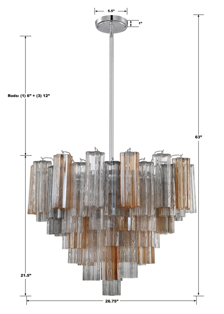 Crystorama ADDIS ADD-312-CH-AU Chandelier Modern - Polished Chrome