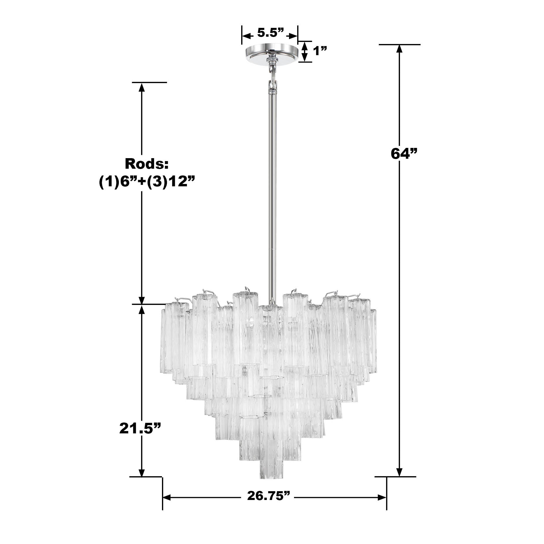 Crystorama Addis ADD-312-CH-CL – 26.75 Inch – 12 Light – Chandelier – Polished Chrome – Dry Rated