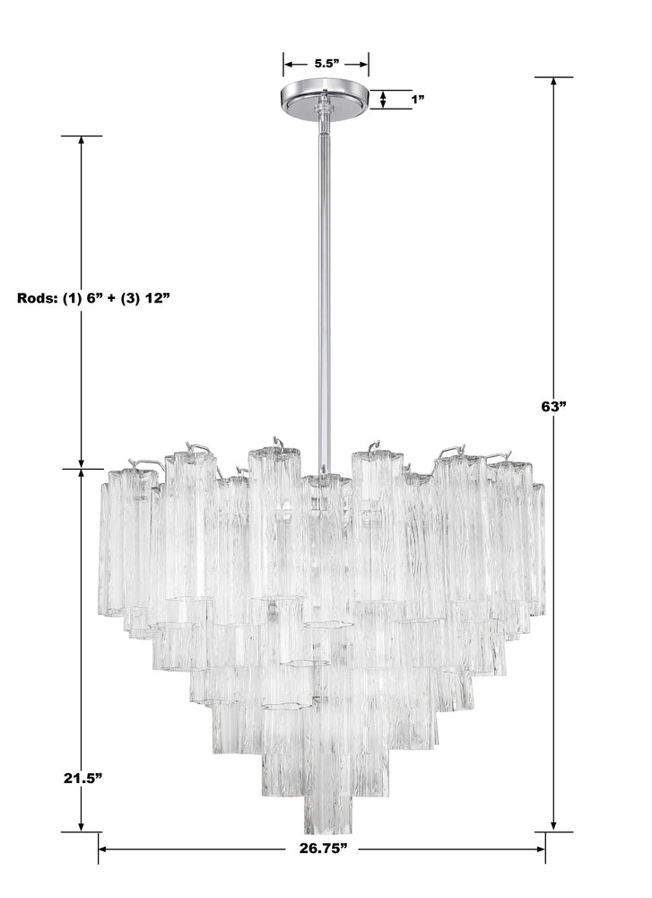 Crystorama ADDIS ADD-312-CH-CL Chandelier Modern - Polished Chrome