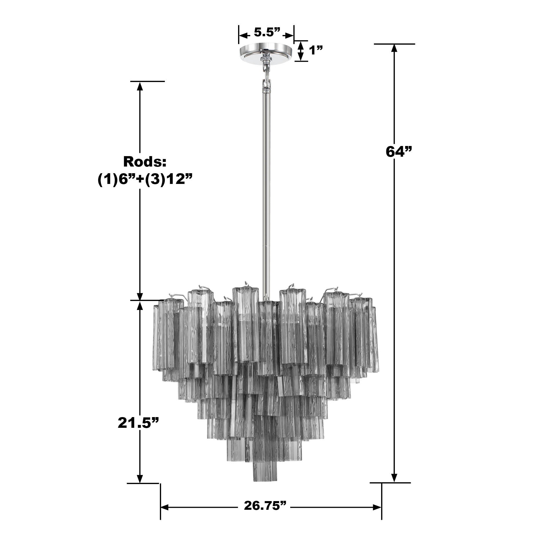 Crystorama Addis ADD-312-CH-SM – 26.75 Inch – 12 Light – Chandelier – Polished Chrome – Dry Rated